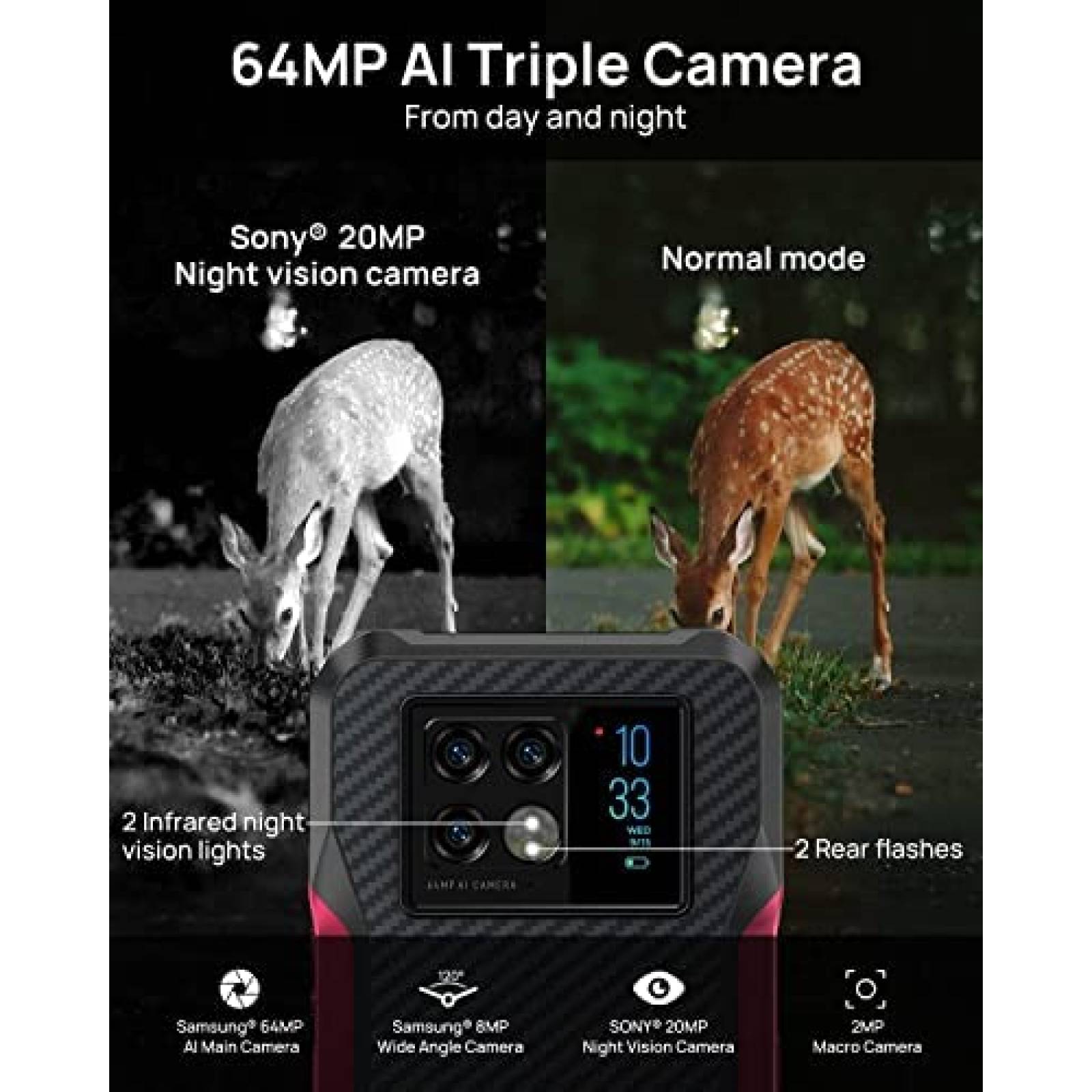 Celular DOOGEE V20 6.43'' 8GB+256GB 64MP+20MP -Negro