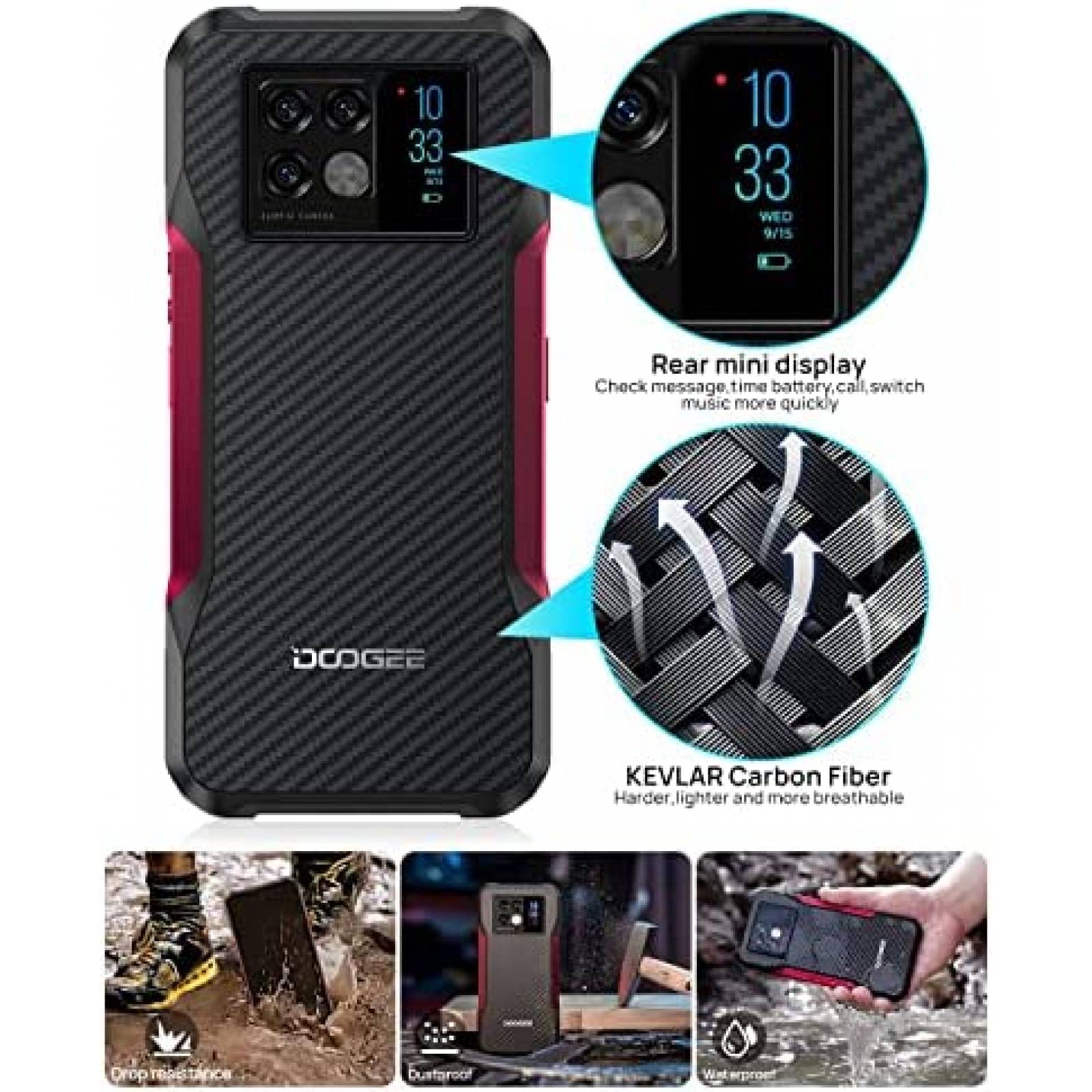 Celular DOOGEE V20 6.43'' 8GB+256GB 64MP+20MP -Negro