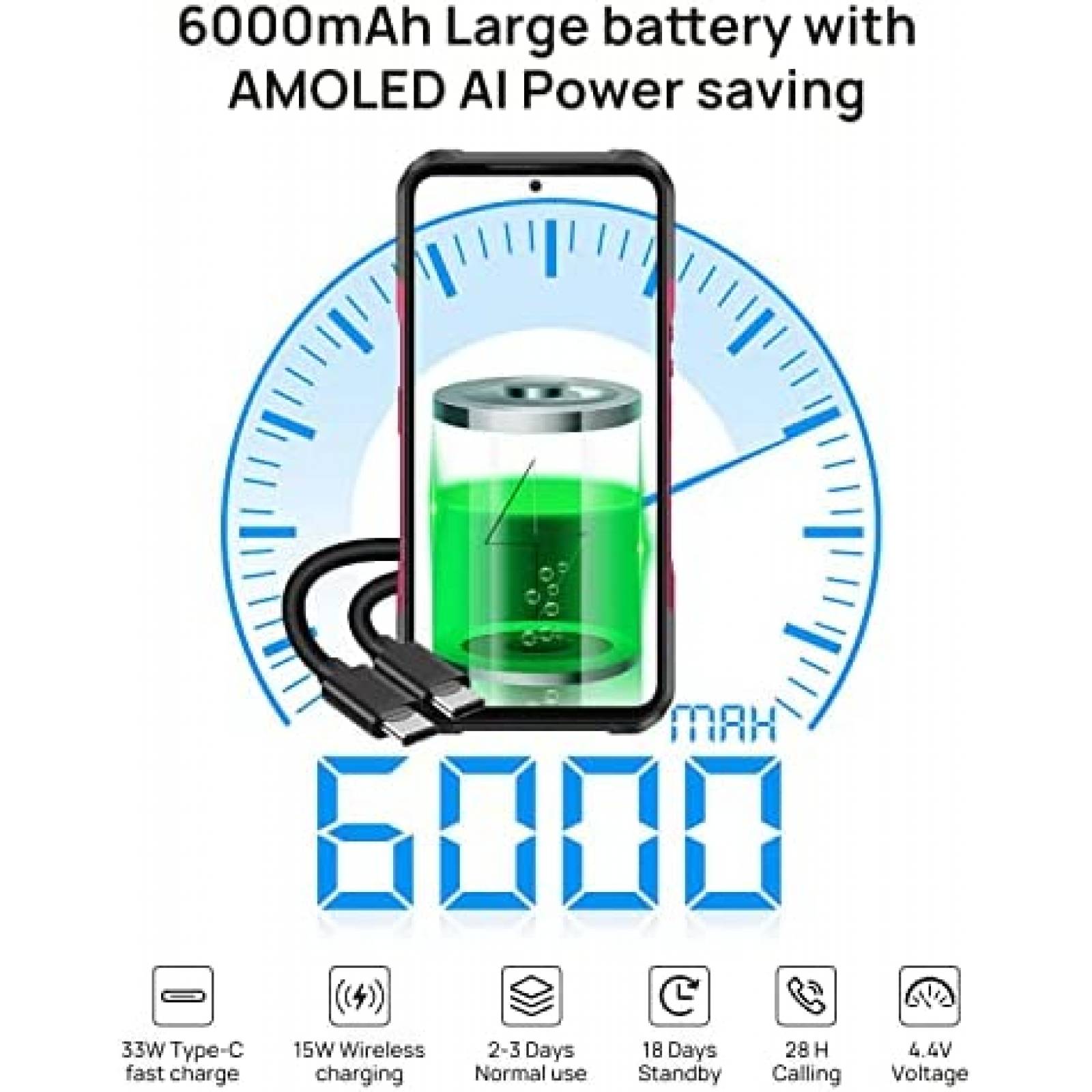 Celular DOOGEE V20 6.43'' 8GB+256GB 64MP+20MP -Negro