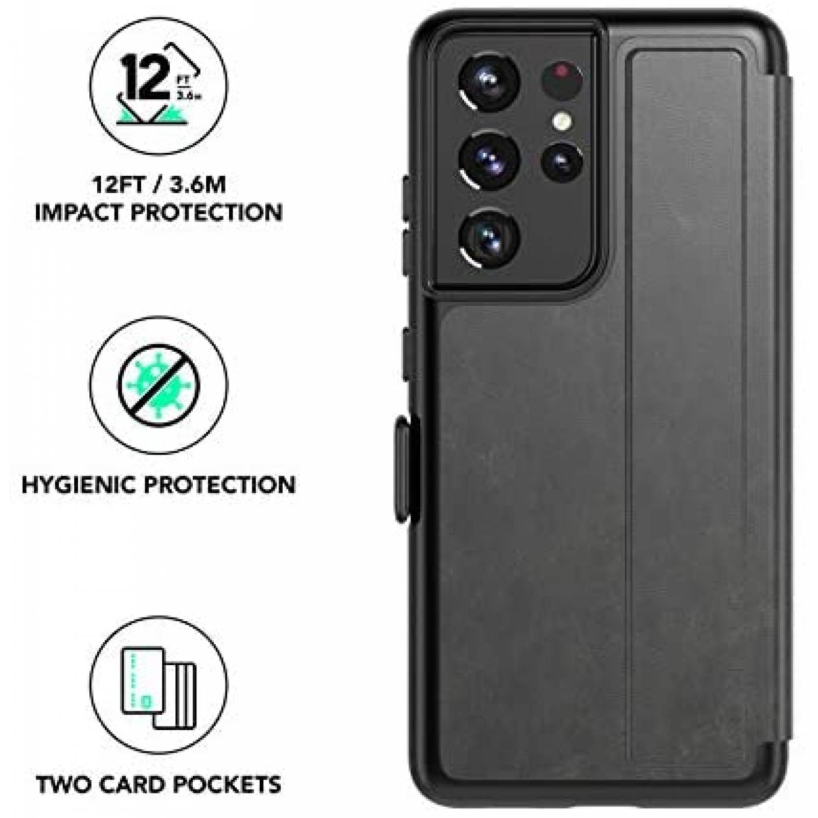 Funda tech21 EvoWallet para Samsung S21 Ultra 5G -Negro