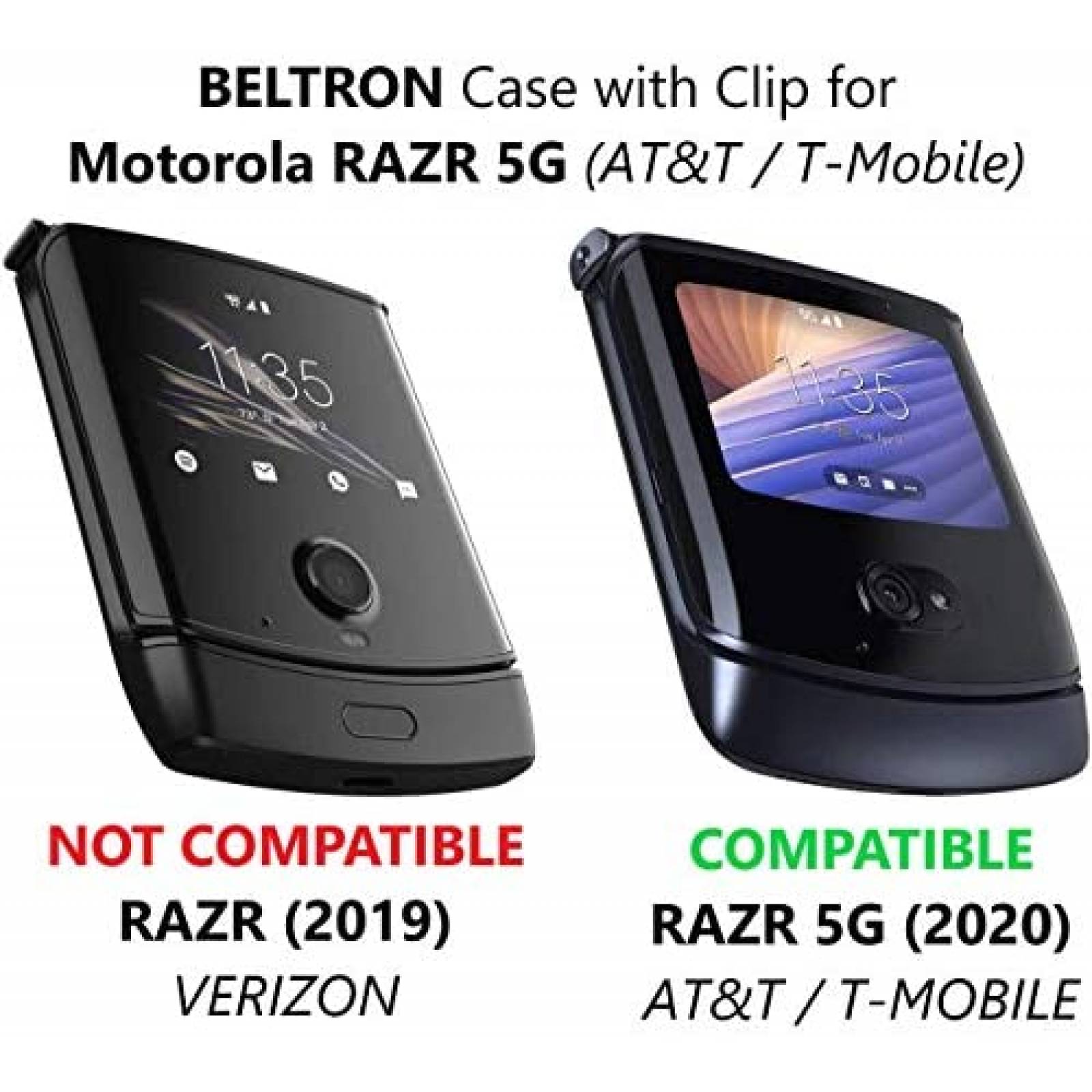 Funda Clip-On BELTRON XT2071 para Motorola RAZR 5G -Negro