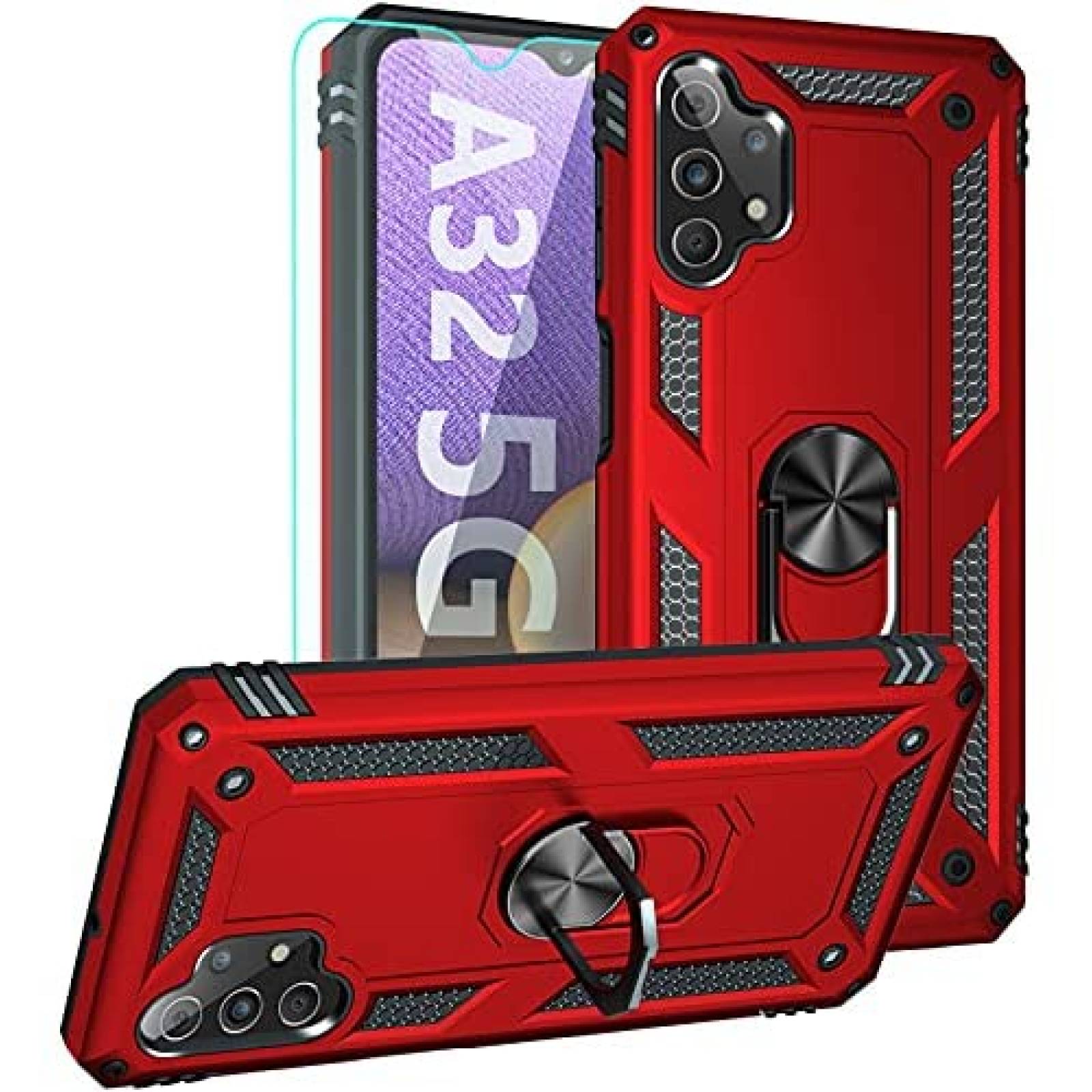 Funda Celular YZOK Galaxy A32 c/Protector de Pantalla -Rojo