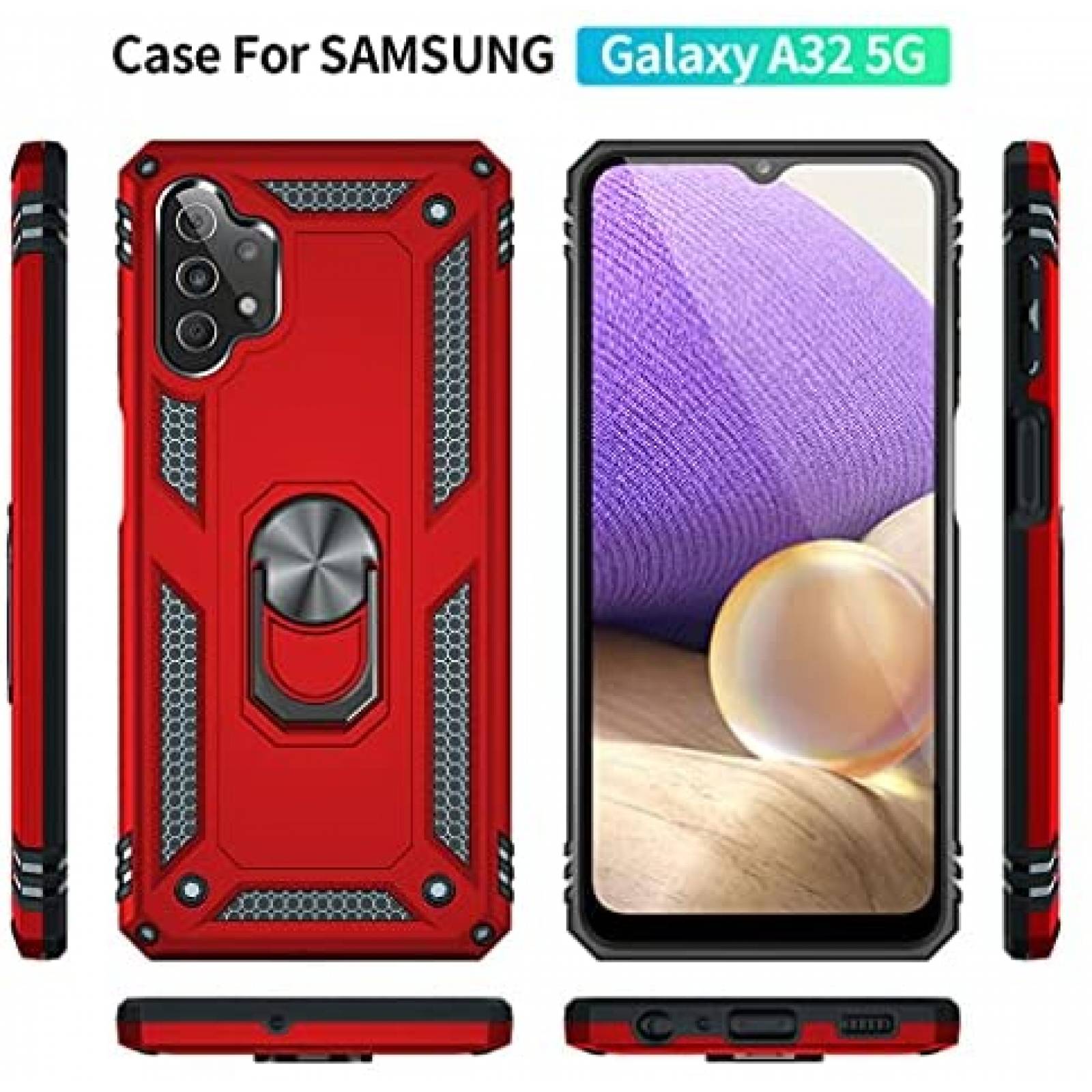 Funda Celular YZOK Galaxy A32 c/Protector de Pantalla -Rojo