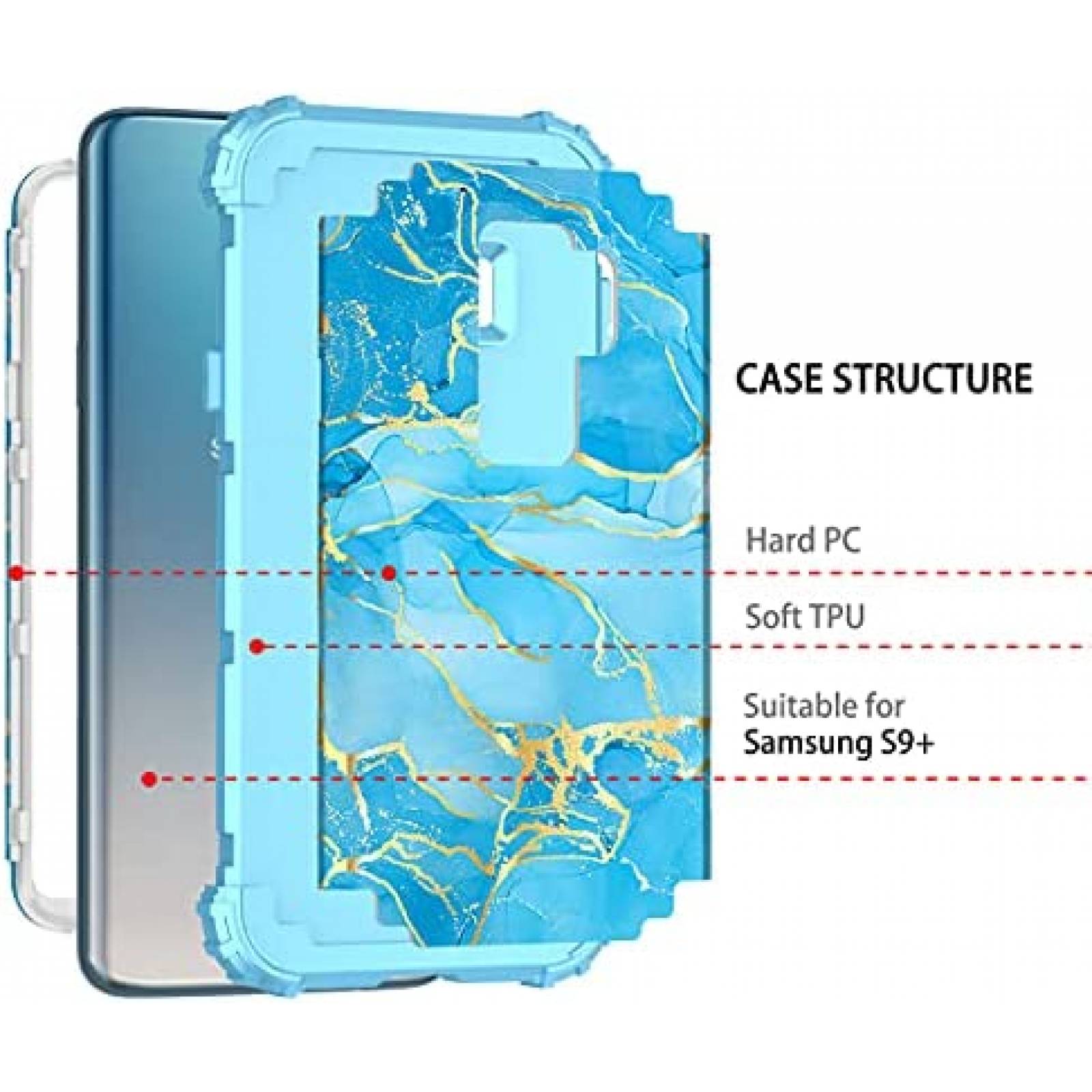 Funda Casetego para Galaxy S9 Plus resistente a golpes -Azul