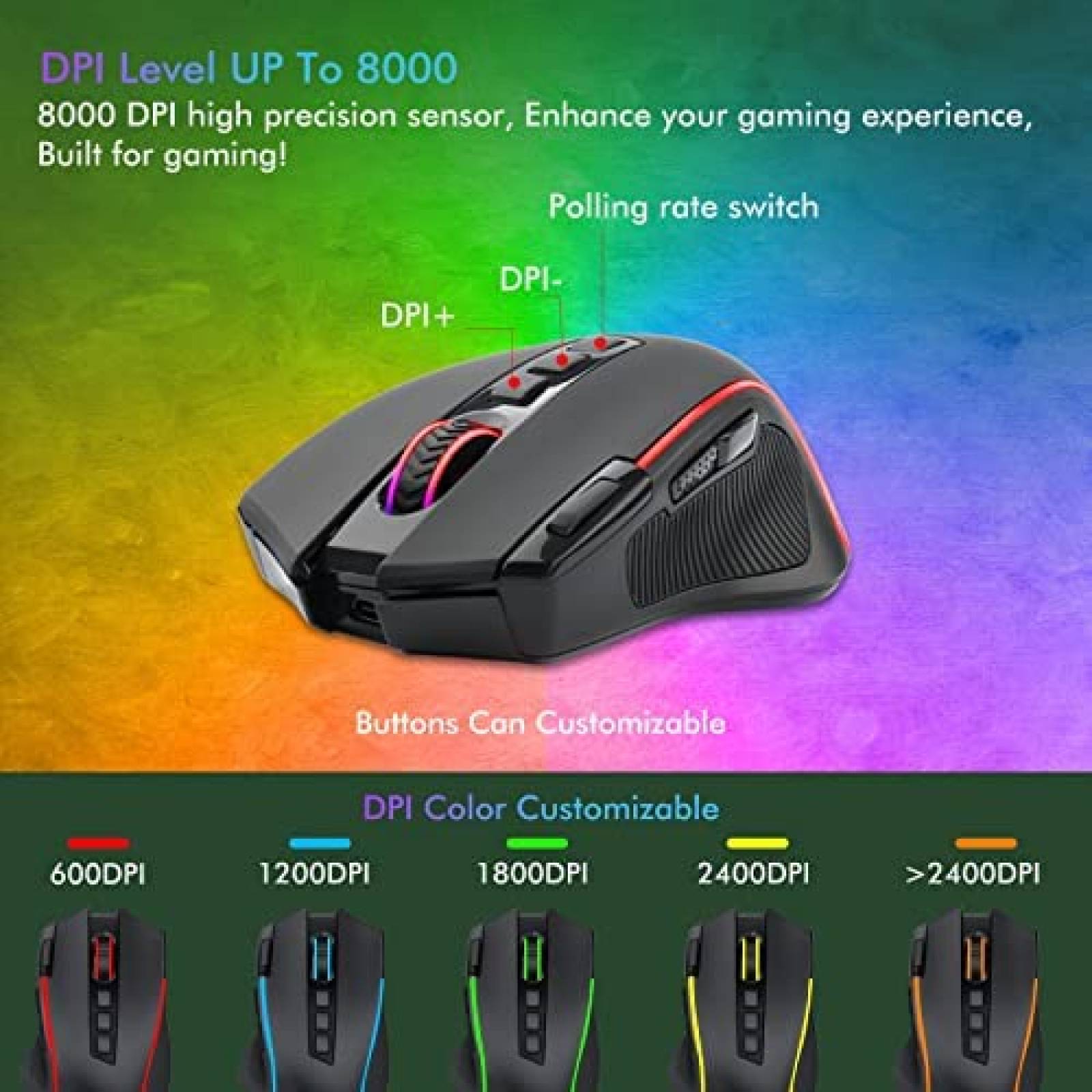 Mouse Gamer E-YOOSO X11 Inalambrico/Cable con 8000 DPI RGB