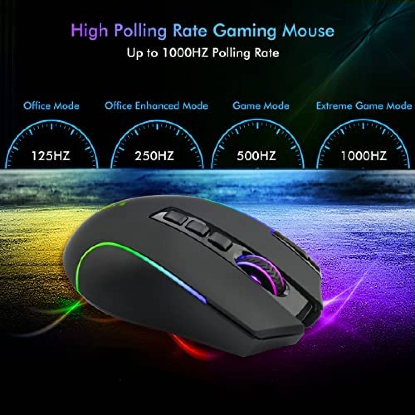Mouse Gamer E-YOOSO X11 Inalambrico/Cable con 8000 DPI RGB