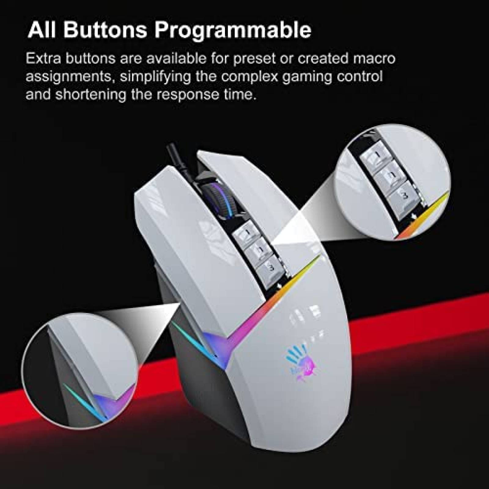 Mouse Gamer Bloody W60Max Programable RGB Con Cable USB