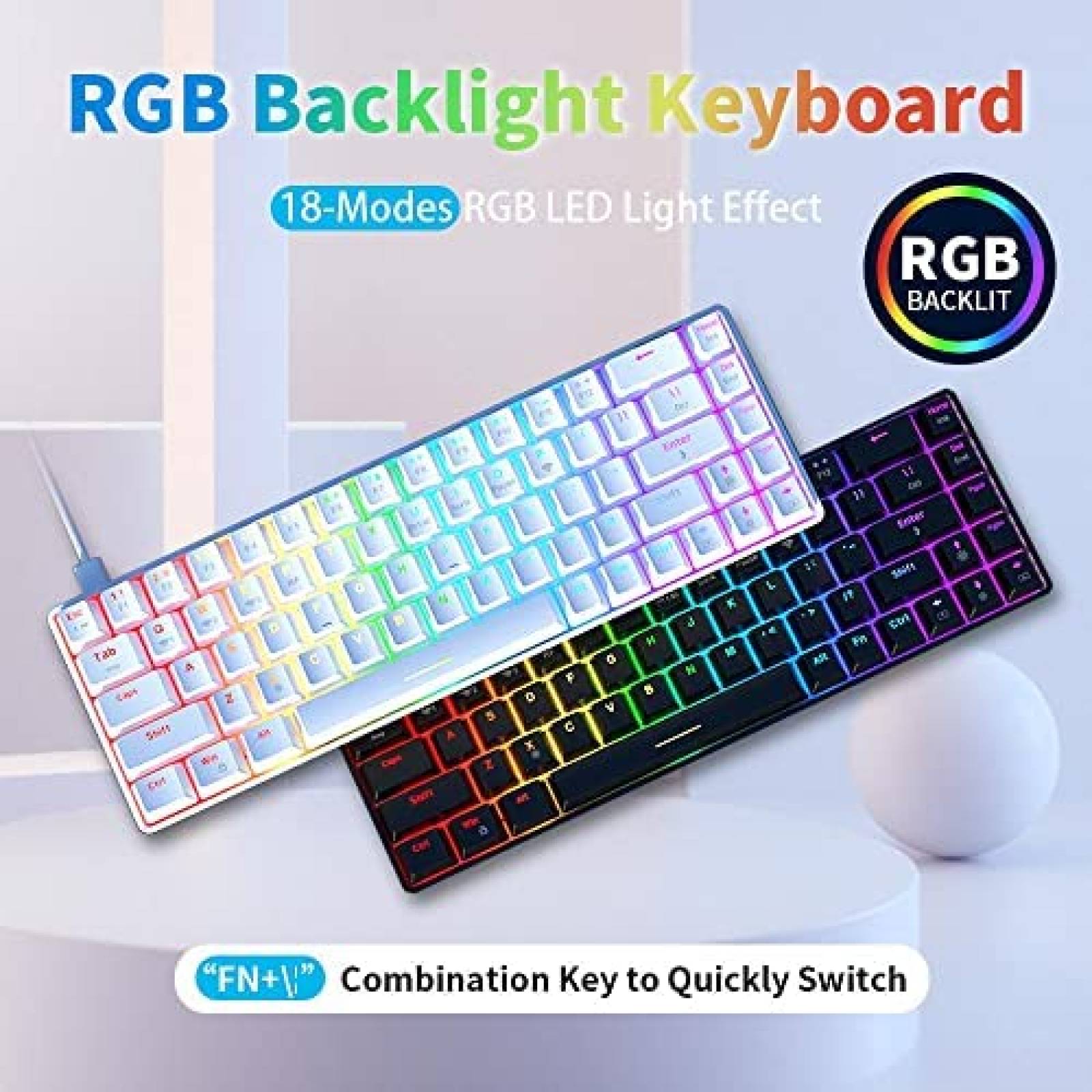 Teclado Bluetooth Gamer RGB NACODEX de 68 Teclas -Negro
