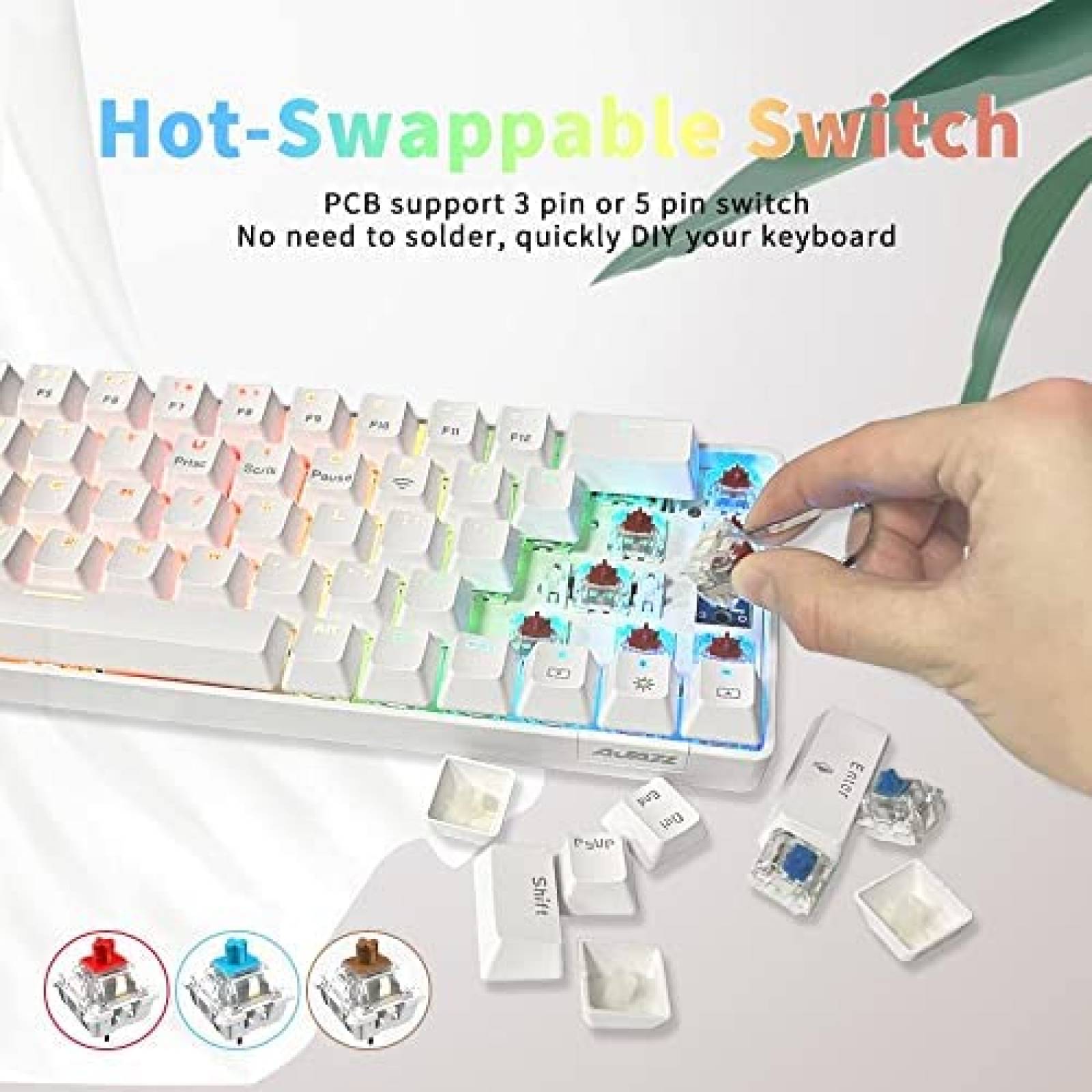 Teclado Bluetooth Gamer RGB NACODEX de 68 Teclas -Negro