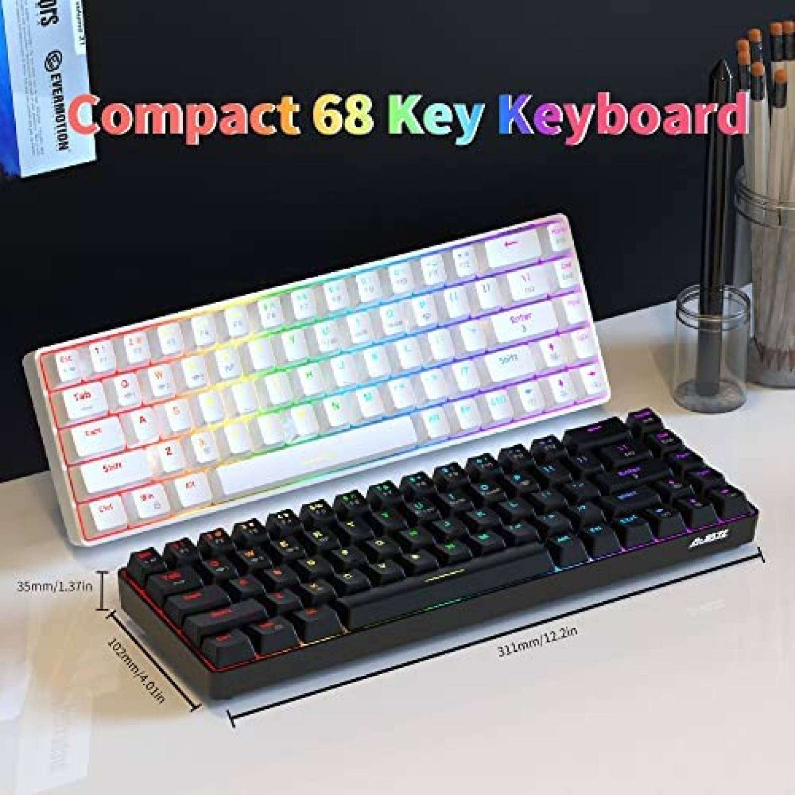 Teclado Bluetooth Gamer RGB NACODEX de 68 Teclas -Negro