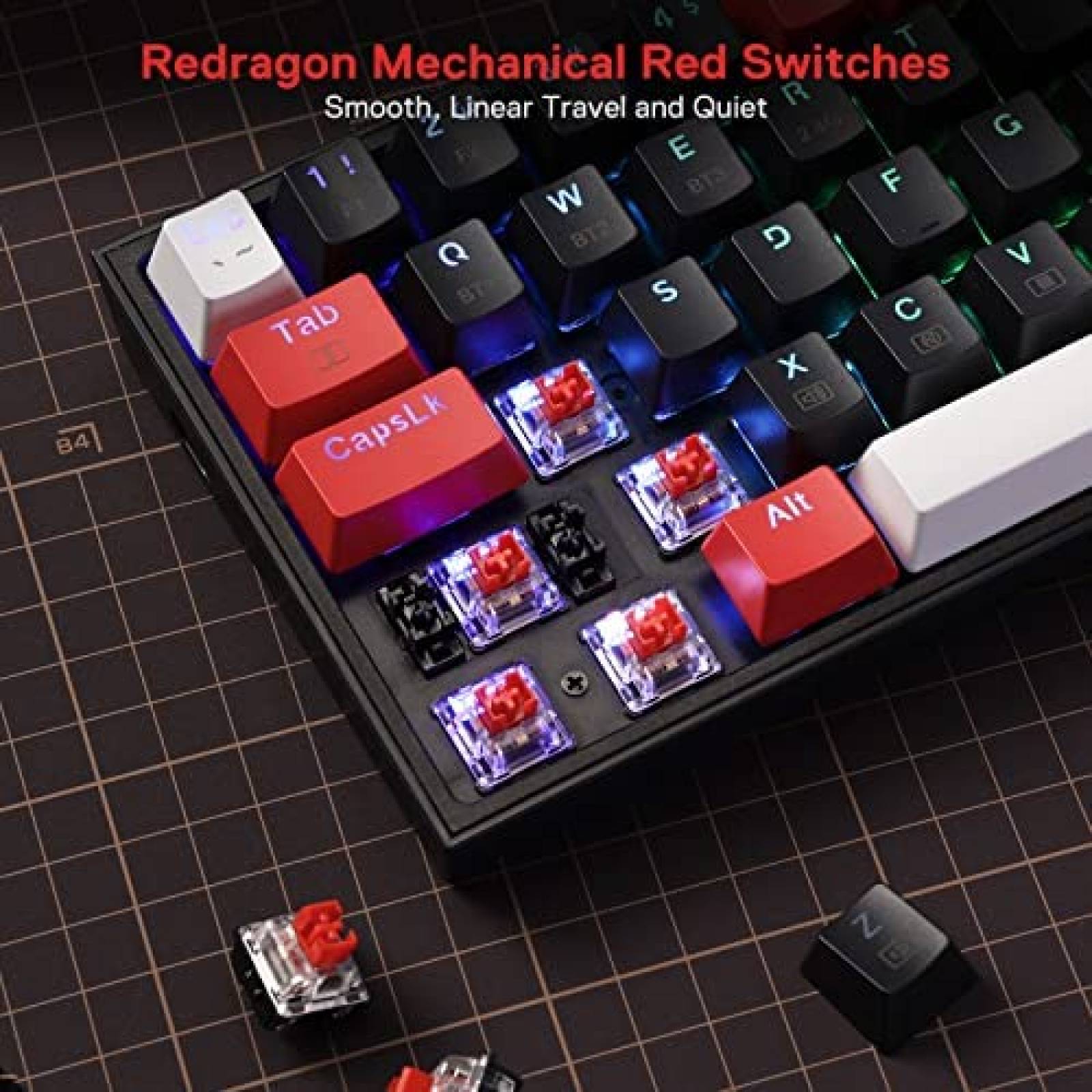 Teclado Redragon K628 Mecanico Inalambrico RGB 78 Teclas