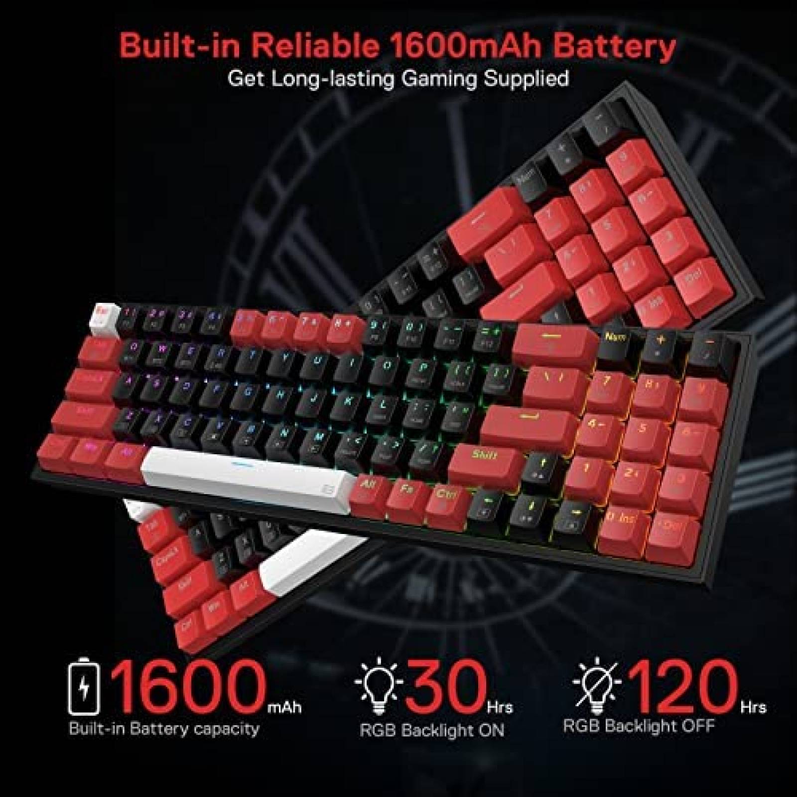 Teclado Redragon K628 Mecanico Inalambrico RGB 78 Teclas