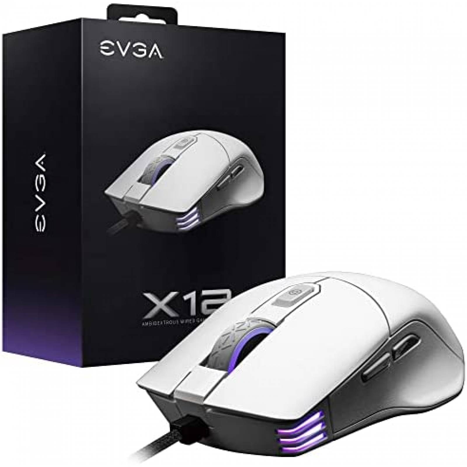 Mouse Gamer EVGA X12 Alambrico 8 Botones 16,000 DPI -Blanco