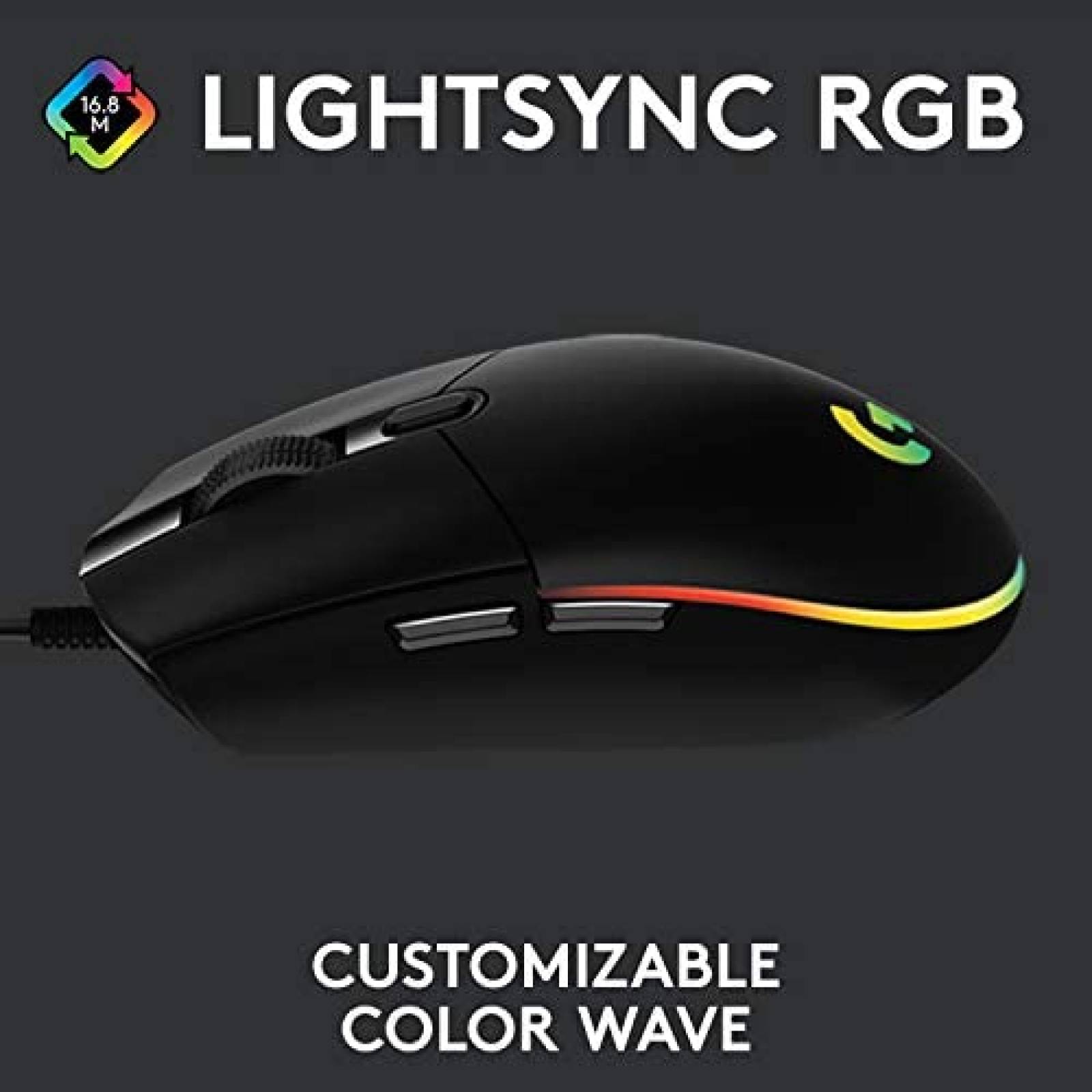 Mouse Gamer Alambrico Logitech G203 RGB Programable -Negro