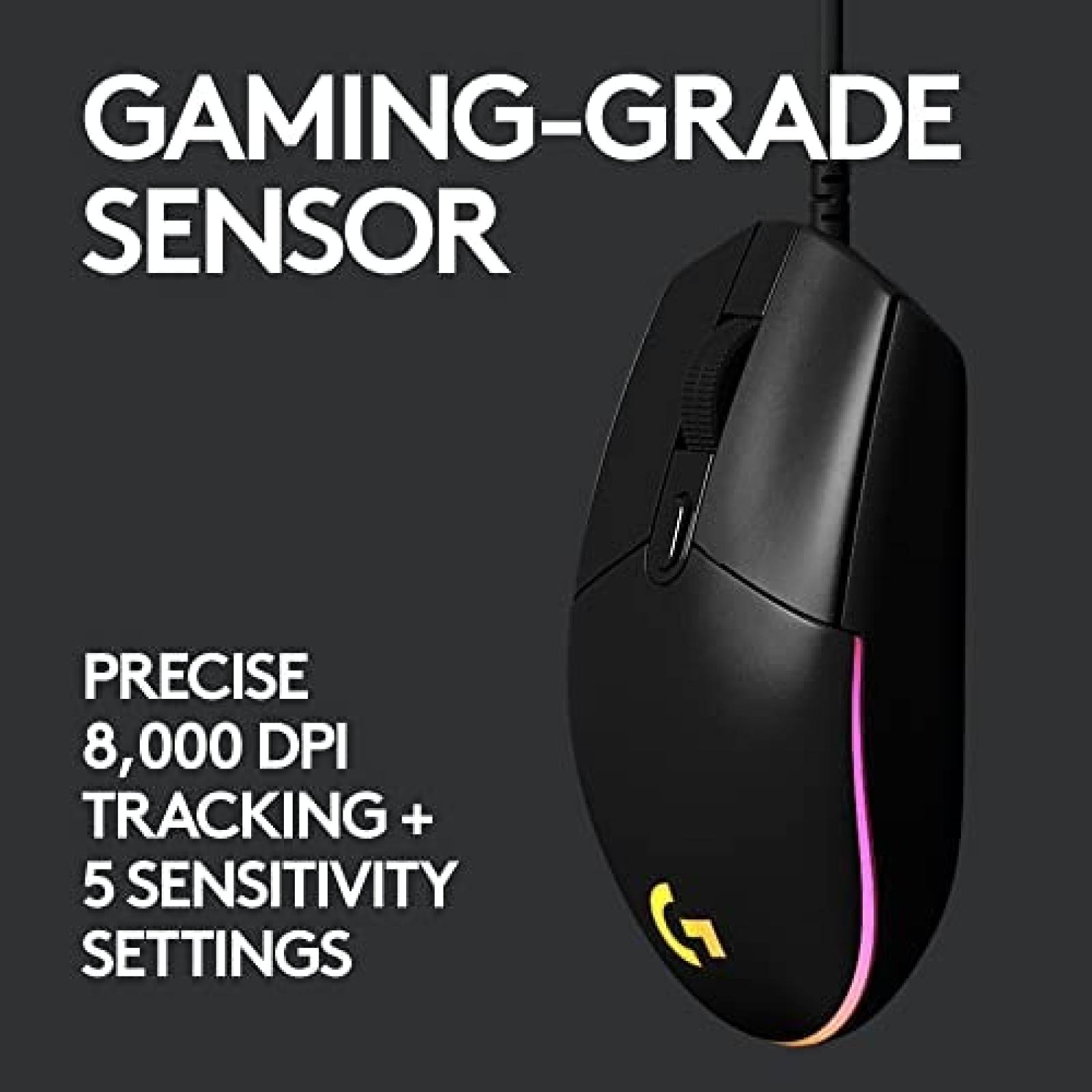 Mouse Gamer Alambrico Logitech G203 RGB Programable -Negro