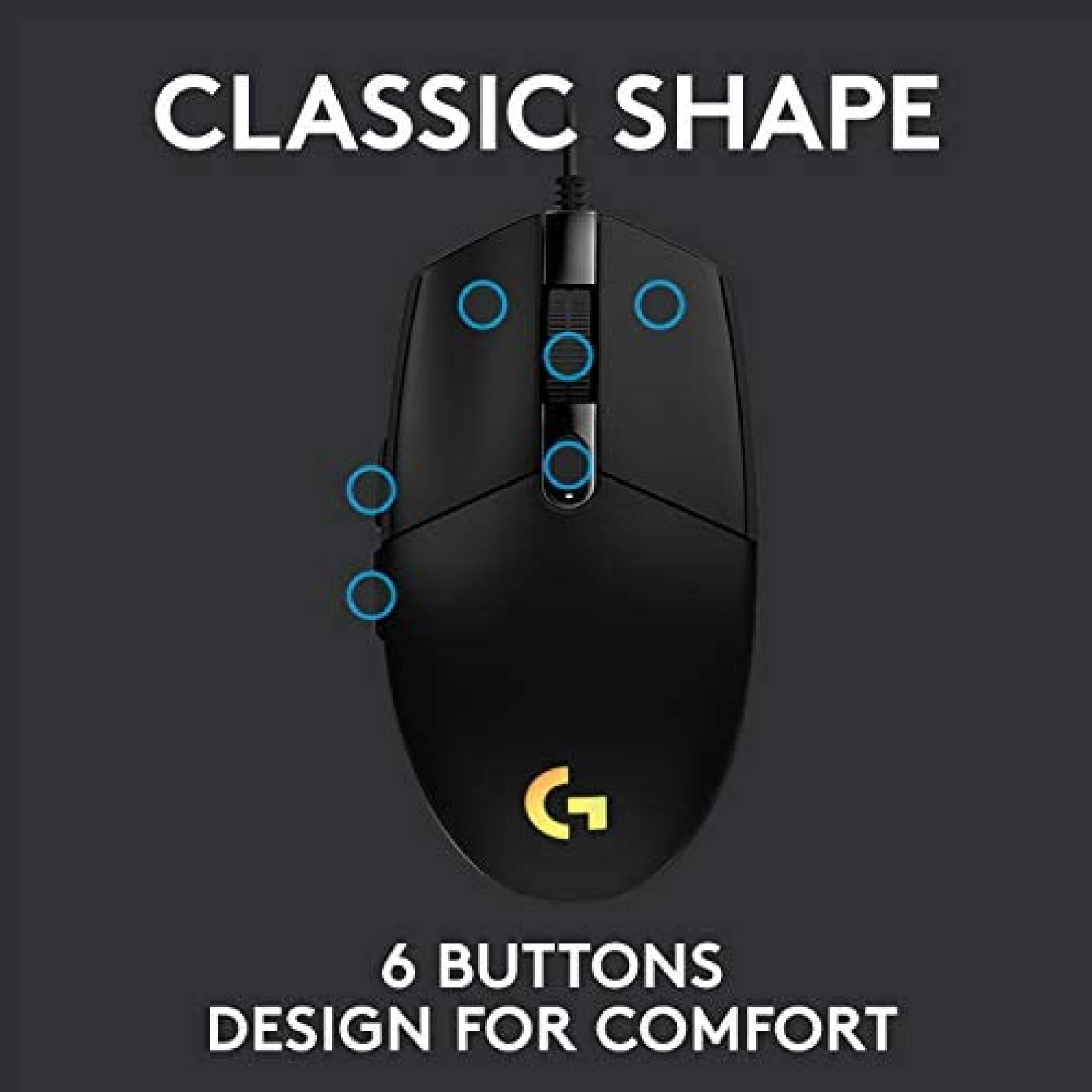 Mouse Gamer Alambrico Logitech G203 RGB Programable -Negro