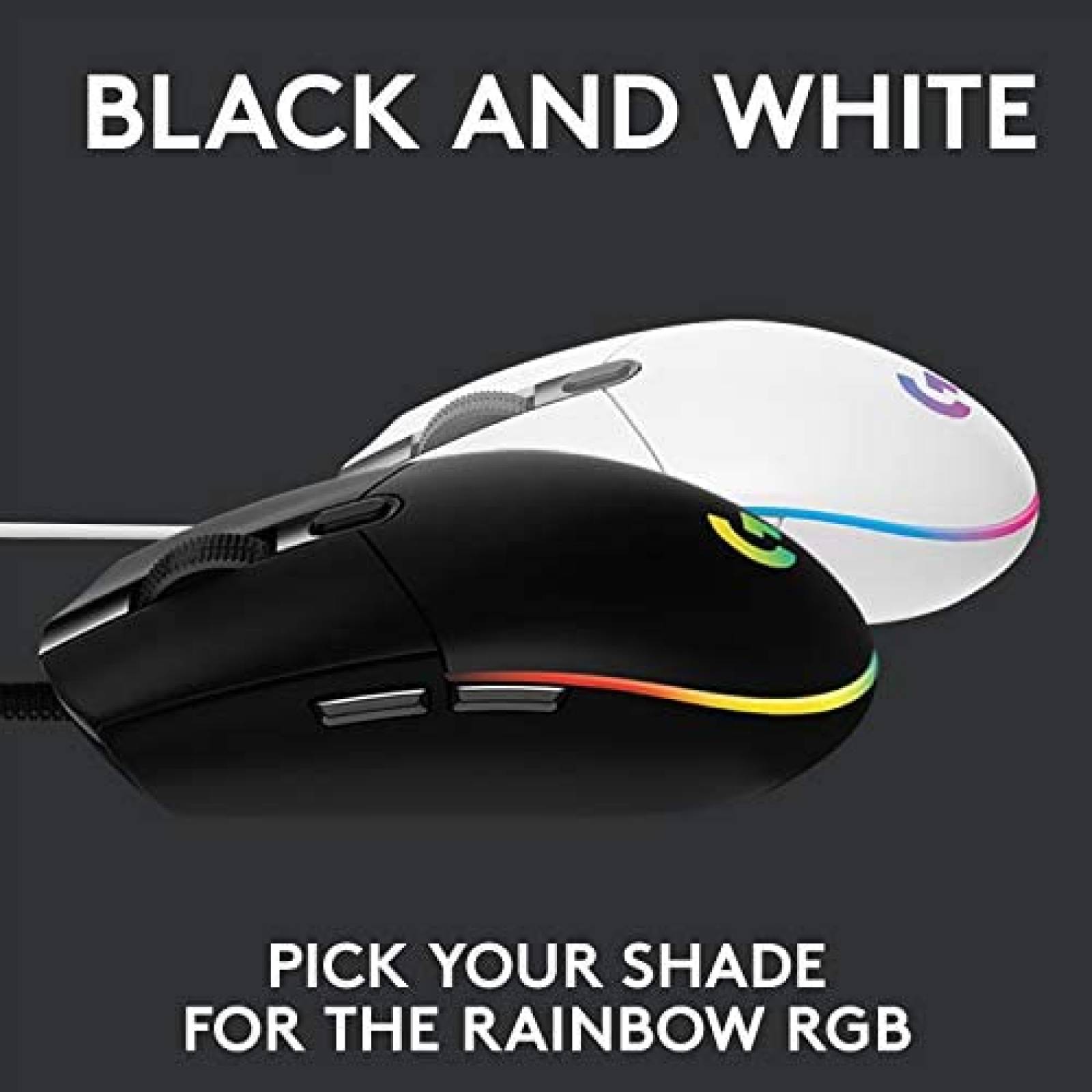 Mouse Gamer Alambrico Logitech G203 RGB Programable -Negro