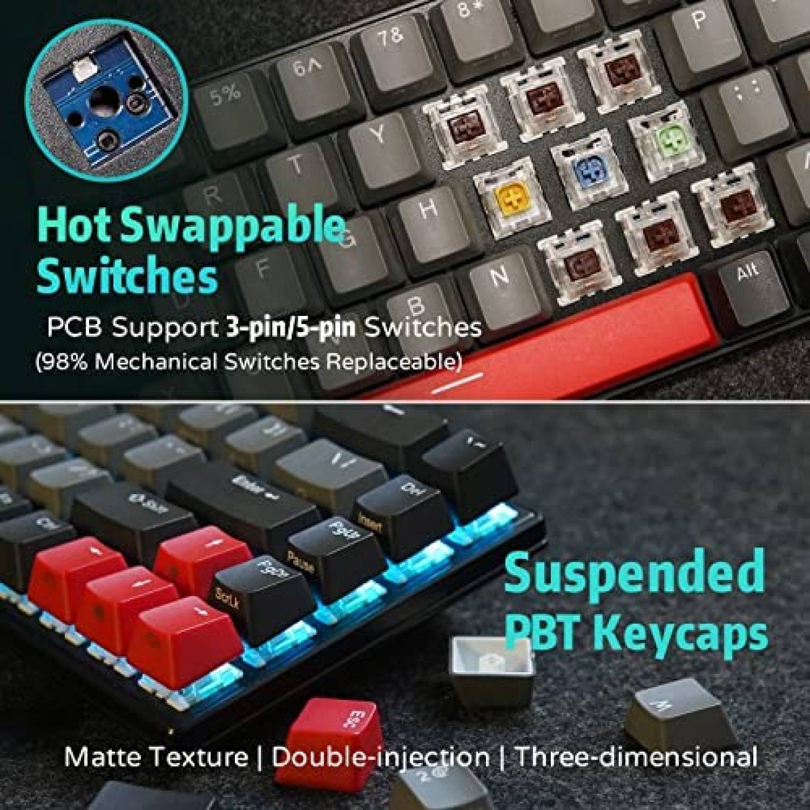 Teclado Inalambrico RK ROYAL KLUDGE RKG68 Bluetooth 68Teclas