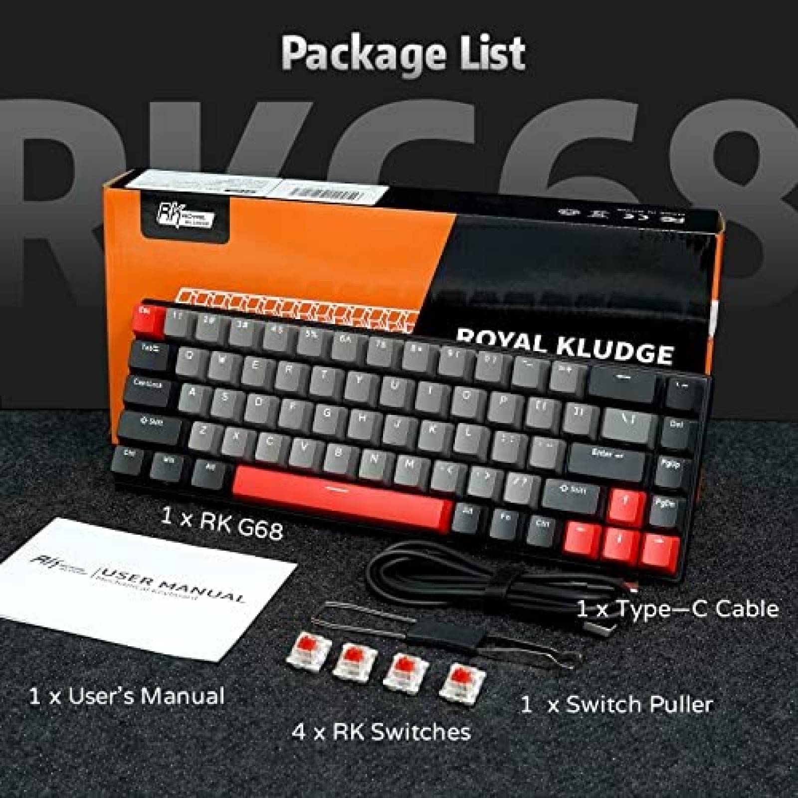 Teclado Inalambrico RK ROYAL KLUDGE RKG68 Bluetooth 68Teclas
