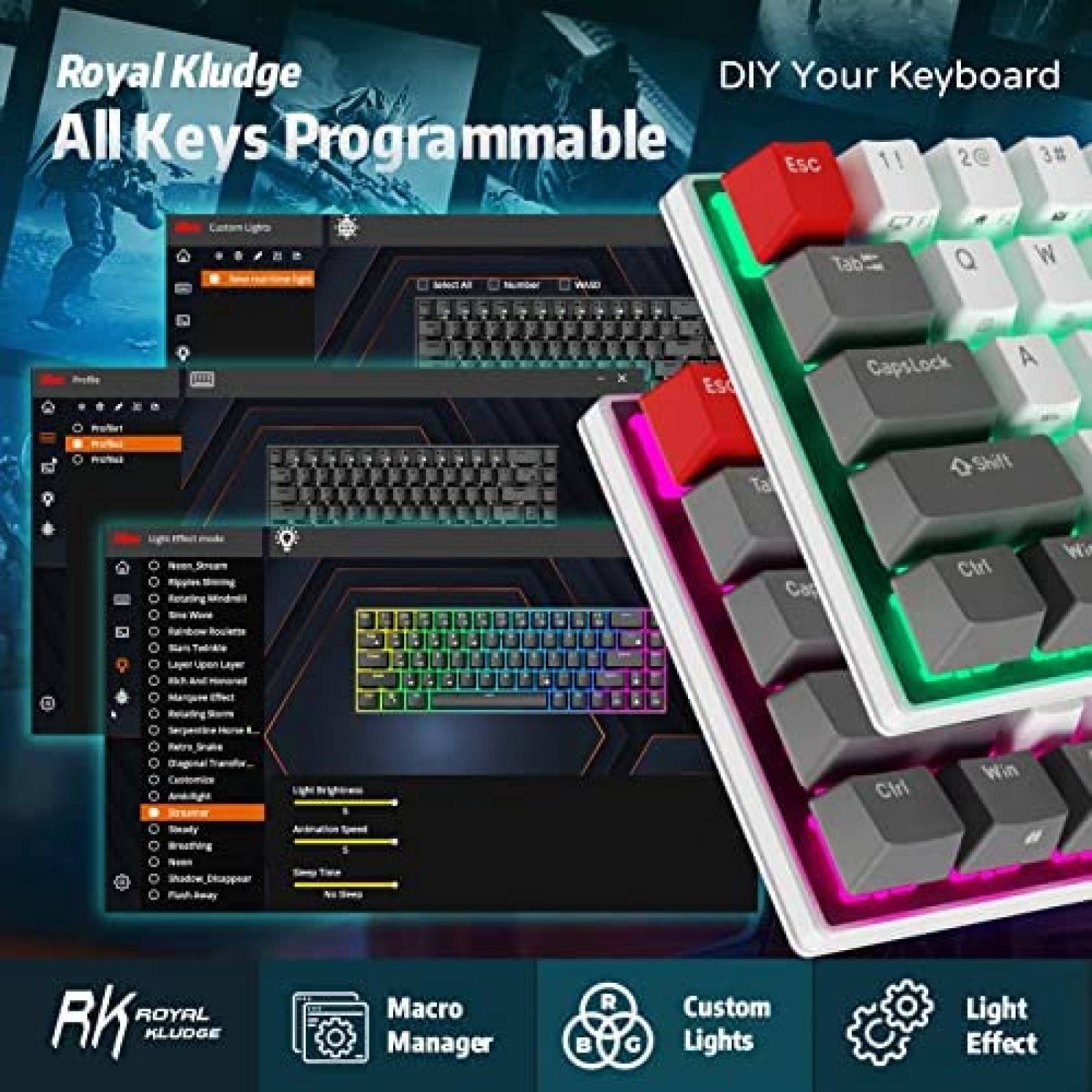 Teclado Inalambrico RK ROYAL KLUDGE RK G68 Bluetooth 5.1