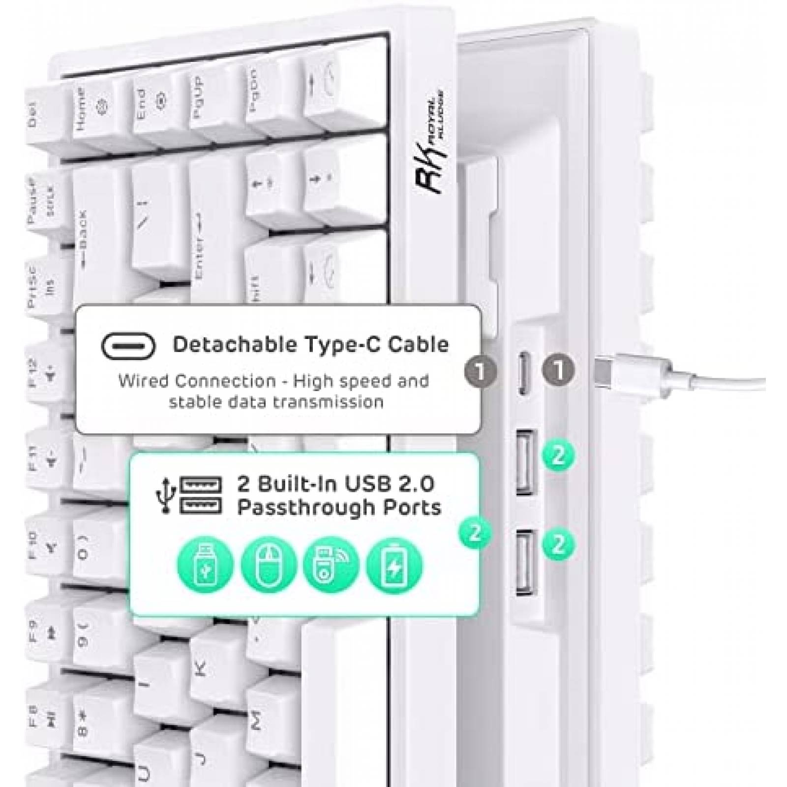 Teclado Inalambrico RK ROYAL KLUDGE RK84 Bluetooth RGB 75%