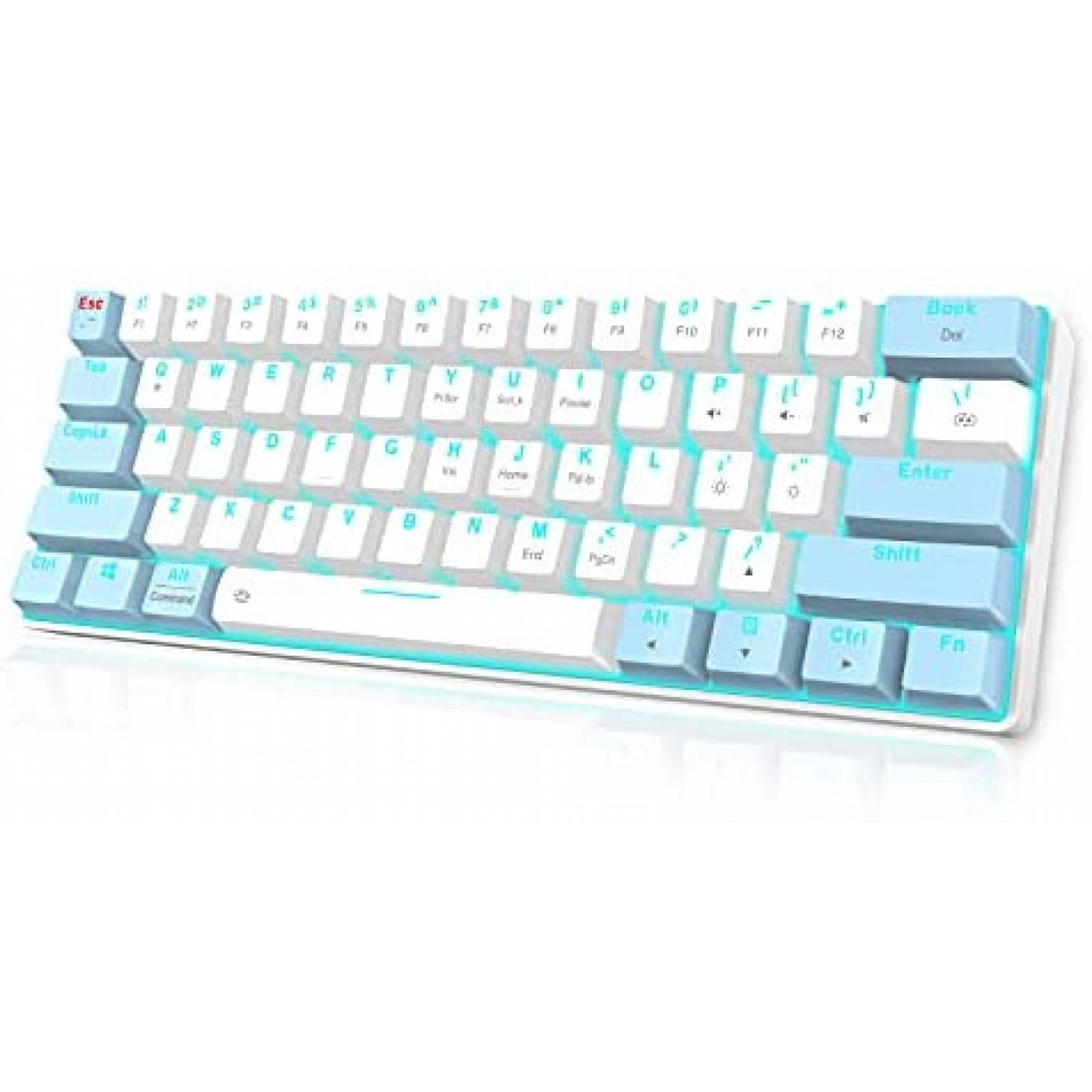 Teclado Gamer EDJO de 61 Teclas con Luz LED -Azul/Blanco