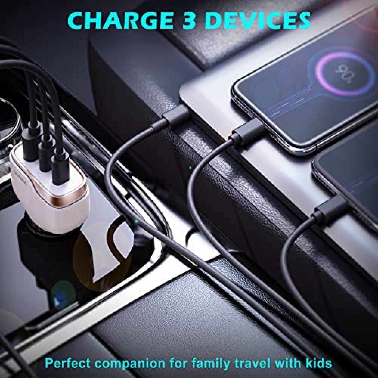 Cargador para Auto SUNDA de 1 Puerto USB/ 2 USB C -Blanco