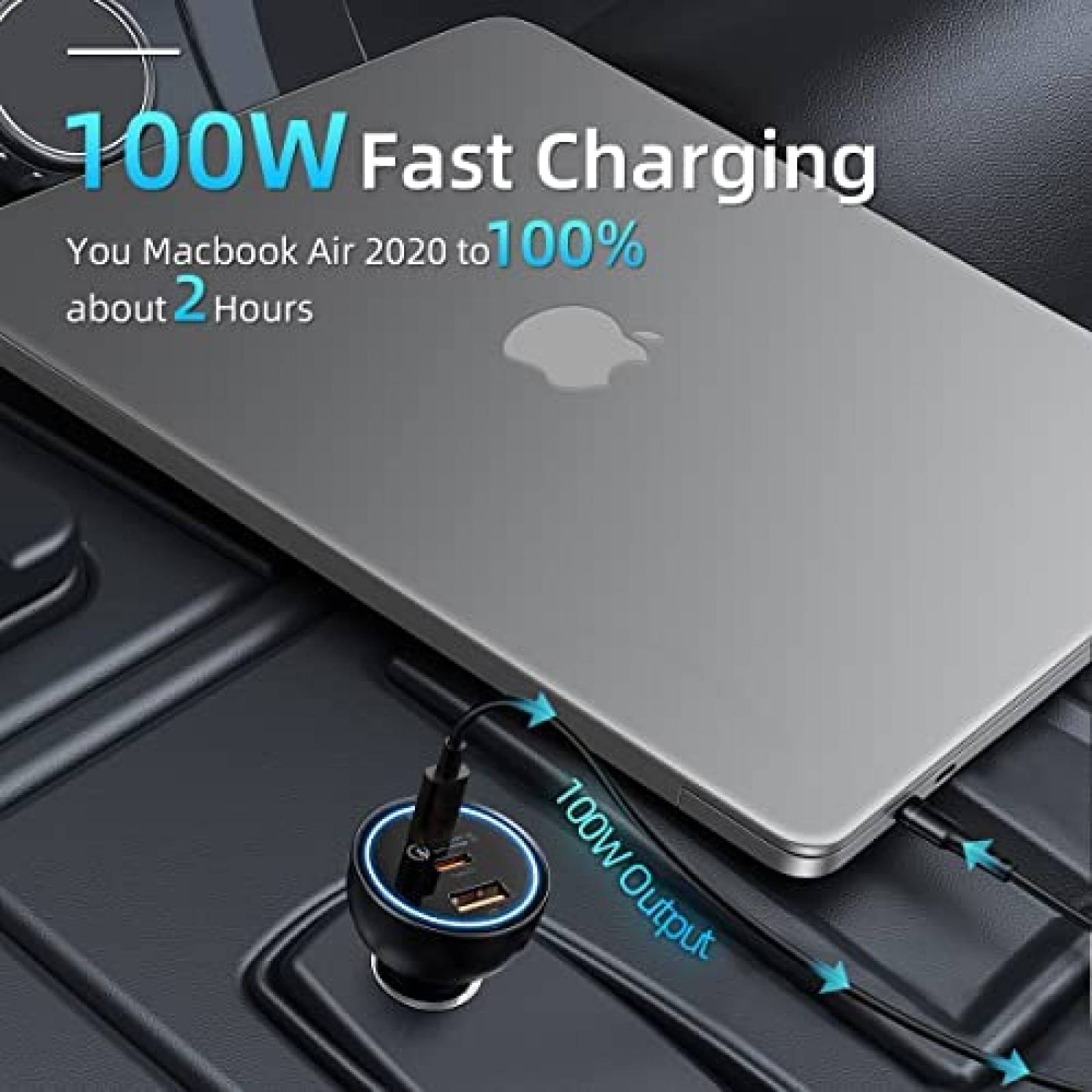 Cargador para Auto Baseus 3 Entradas USB/USB C 160W -Negro