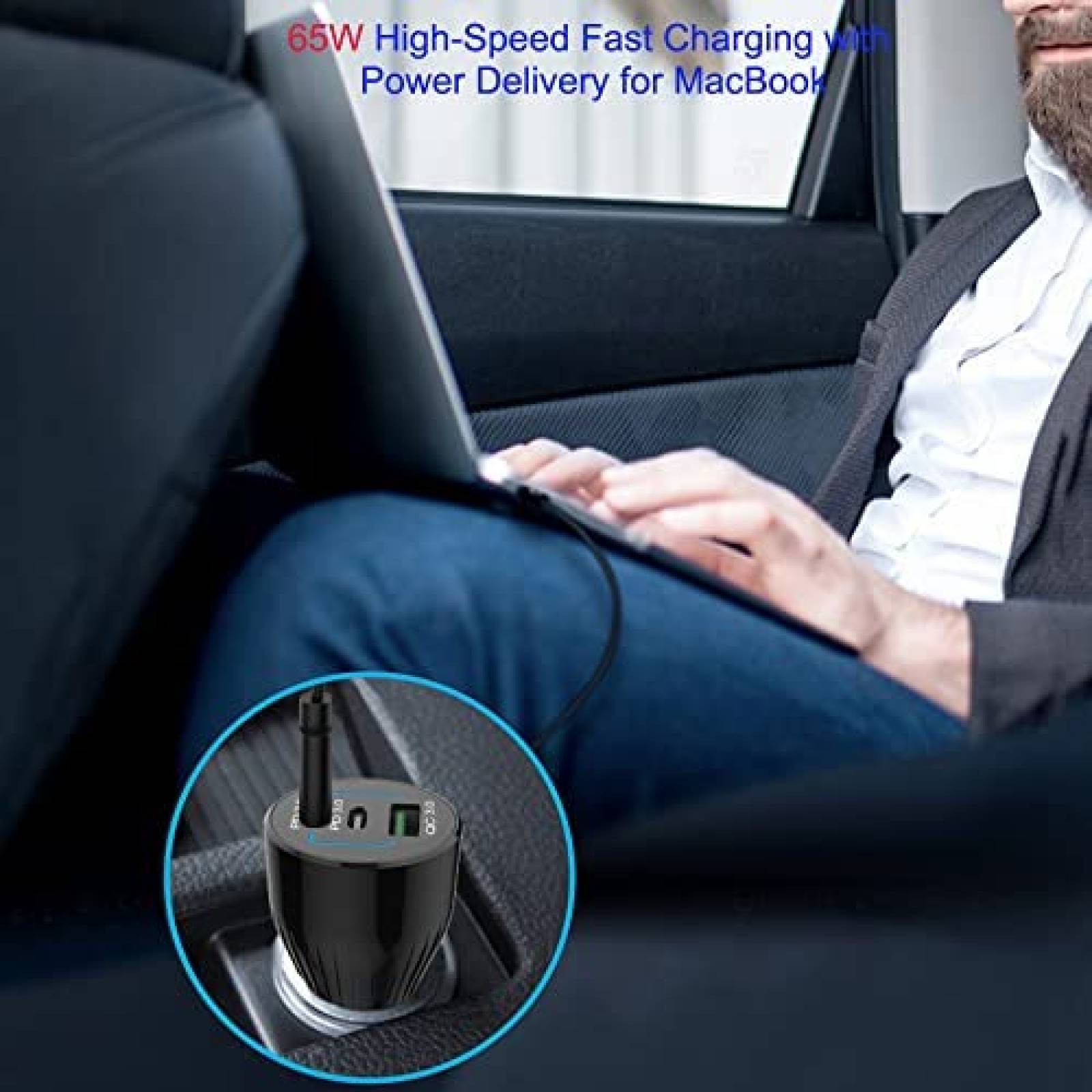 Cargador para Auto Aftertop 3 entradas USB/USB C 95W -Negro