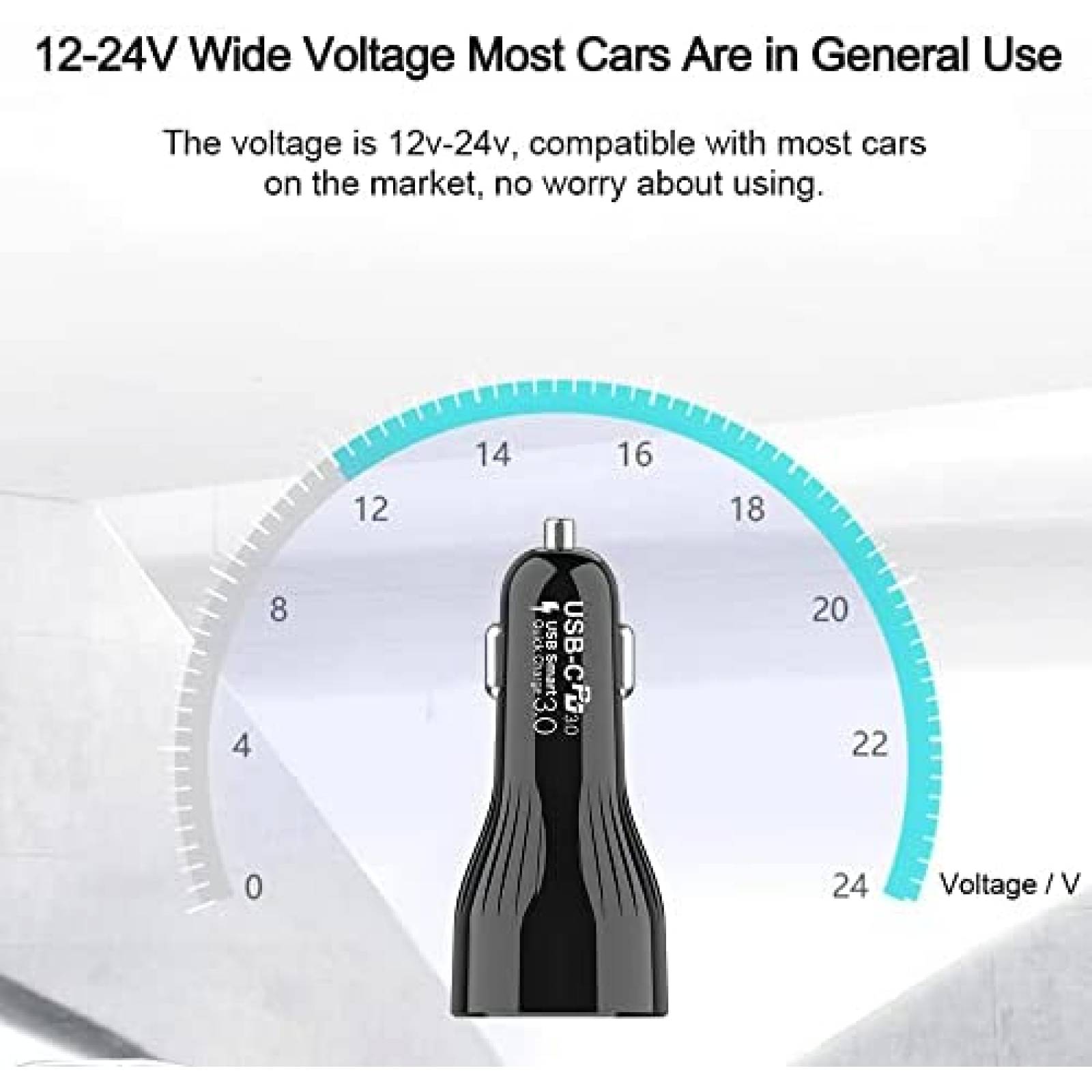 Cargador para Auto Aftertop 3 entradas USB/USB C 95W -Negro