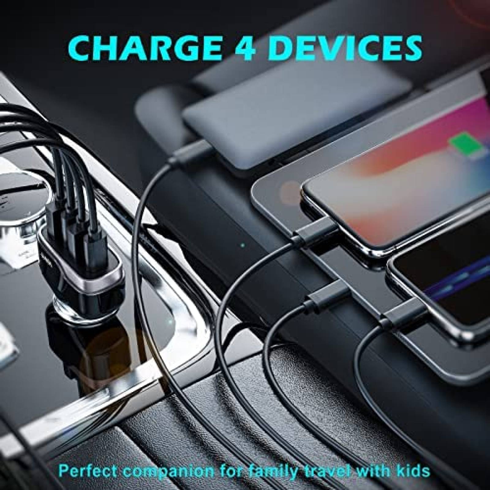 Cargador para Auto SUNDA de 2 Puertos USB/ 2 USB C -Negro