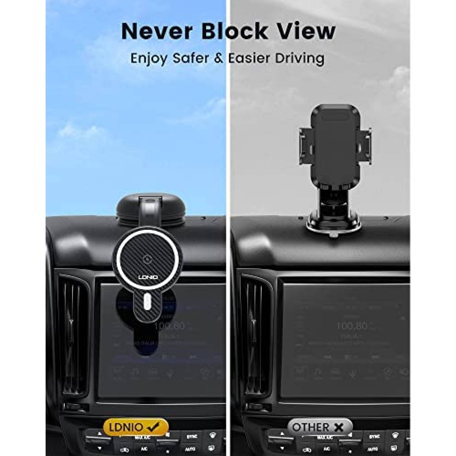 Cargador para Auto LDNIO de 38W con Soporte 360 -Negro