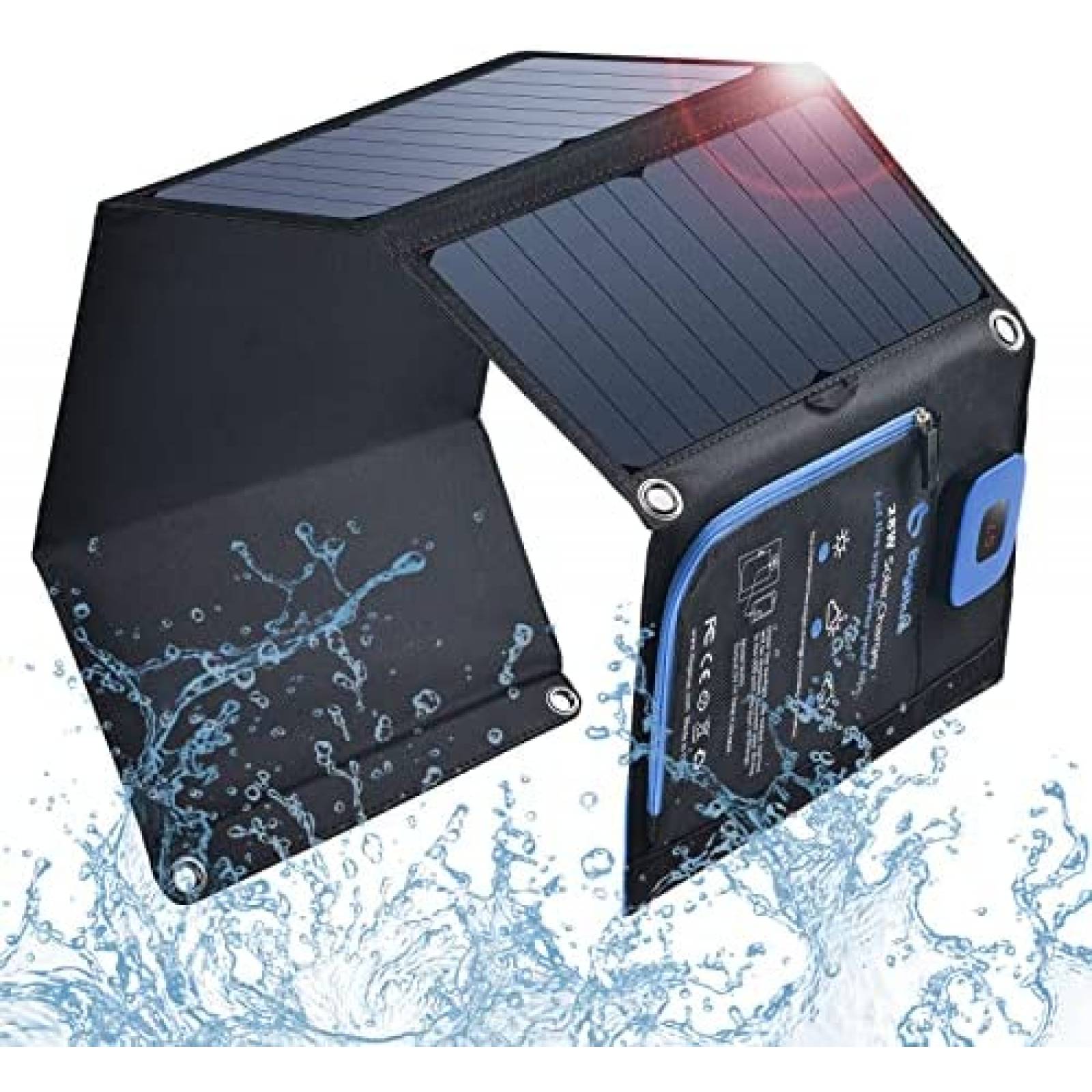 Cargador Solar BigBlue de 28W IPX4 USB-A Portátil -Negro