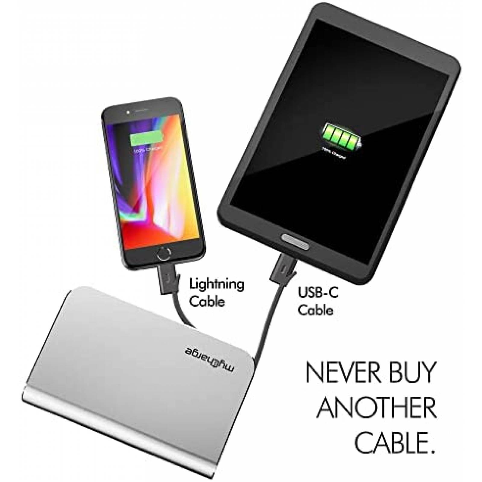 Cargador Portátil myCharge 10050 mHa De Pared PLegable -Gris