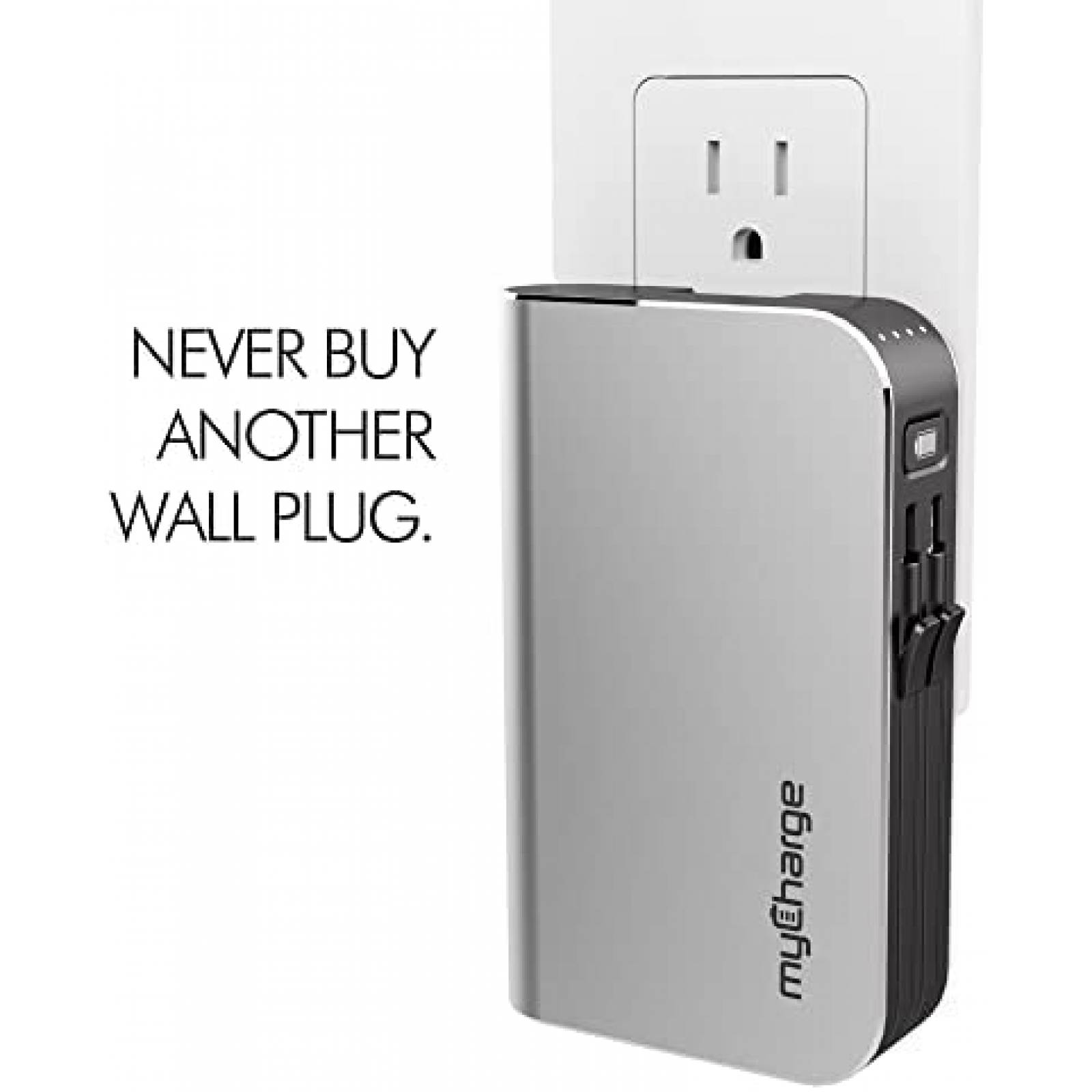 Cargador Portátil myCharge 10050 mHa De Pared PLegable -Gris