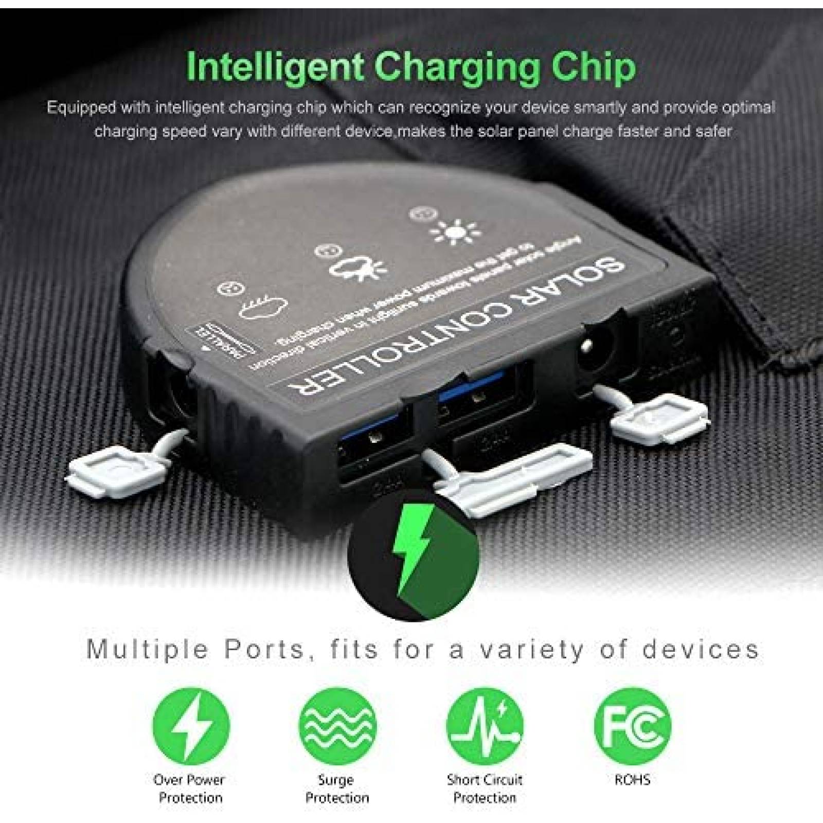 Cargador Solar X-DRAGON Portátil 70W 18V Ajustable -Negro