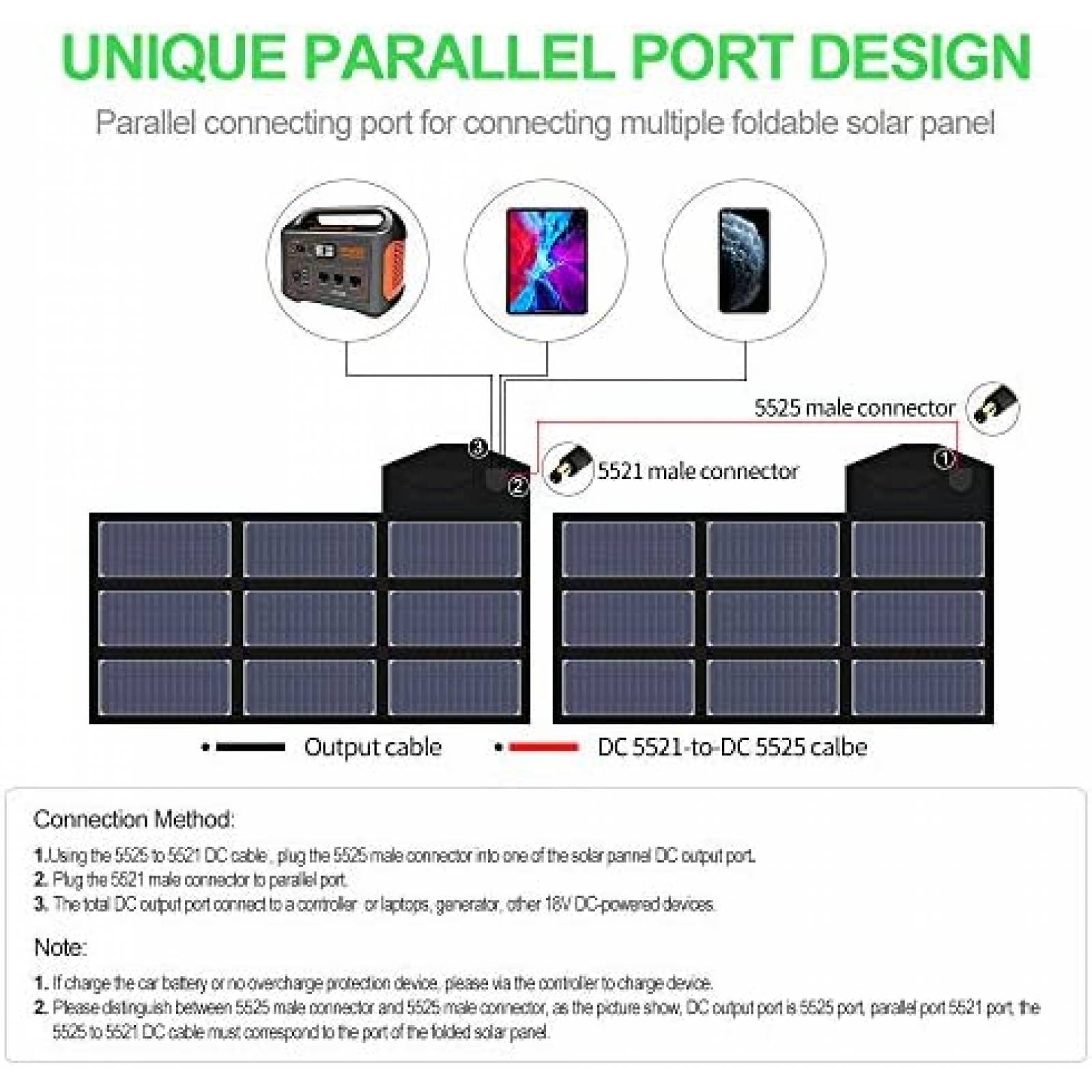 Cargador Solar X-DRAGON Portátil 70W 18V Ajustable -Negro