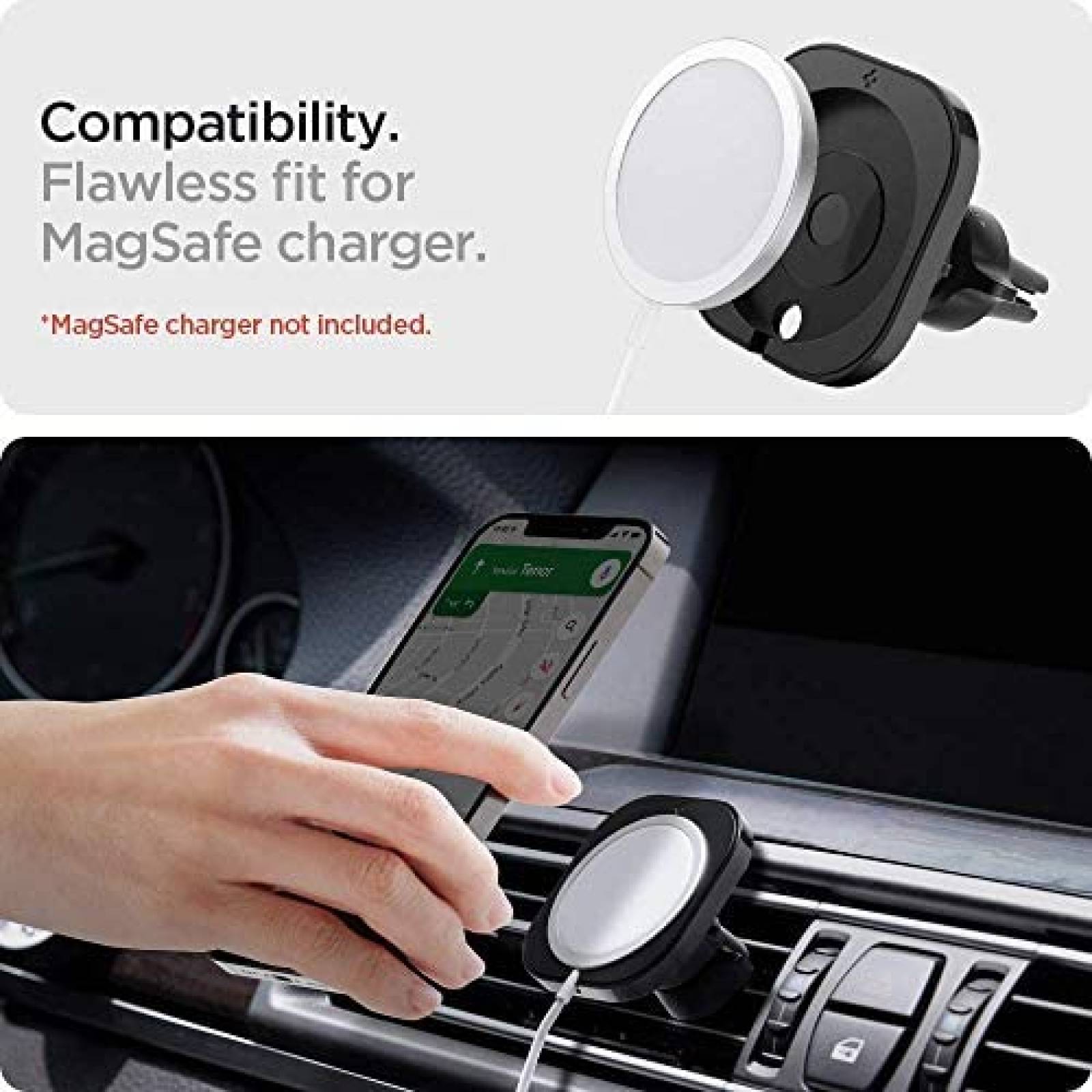 Soporte Spigen Para Celular + Cargador Para Coche 45W -Negro