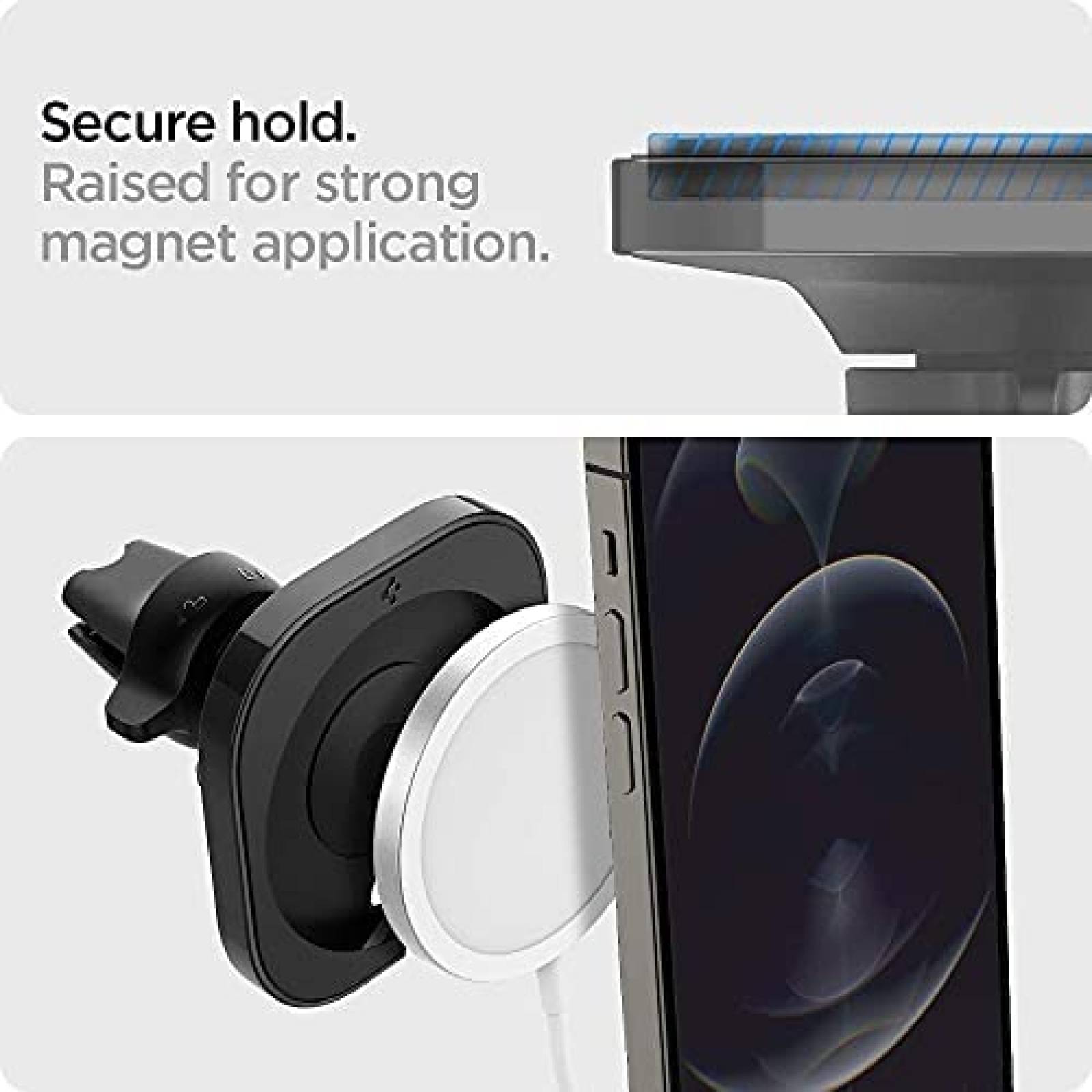 Soporte Spigen Para Celular + Cargador Para Coche 45W -Negro