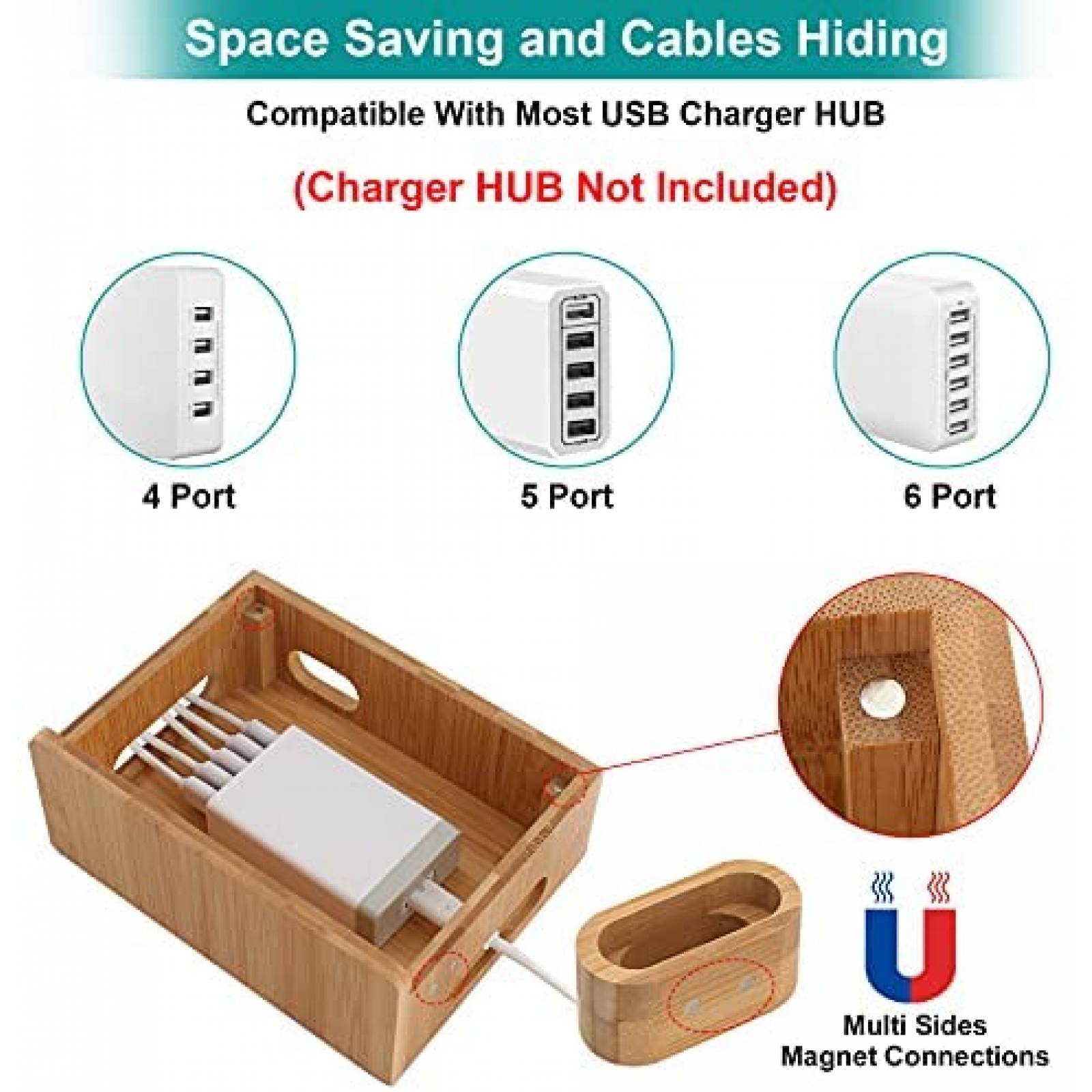 Estacion de Carga BambuMate Organizador de Bambu -Marron