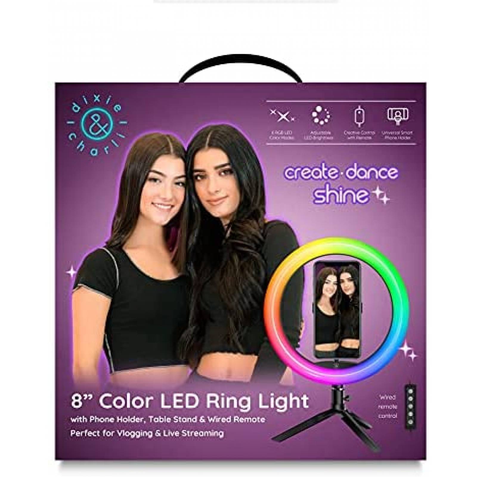 Anillo de luz Dixie & Charli LED Color Pro Series de 8"
