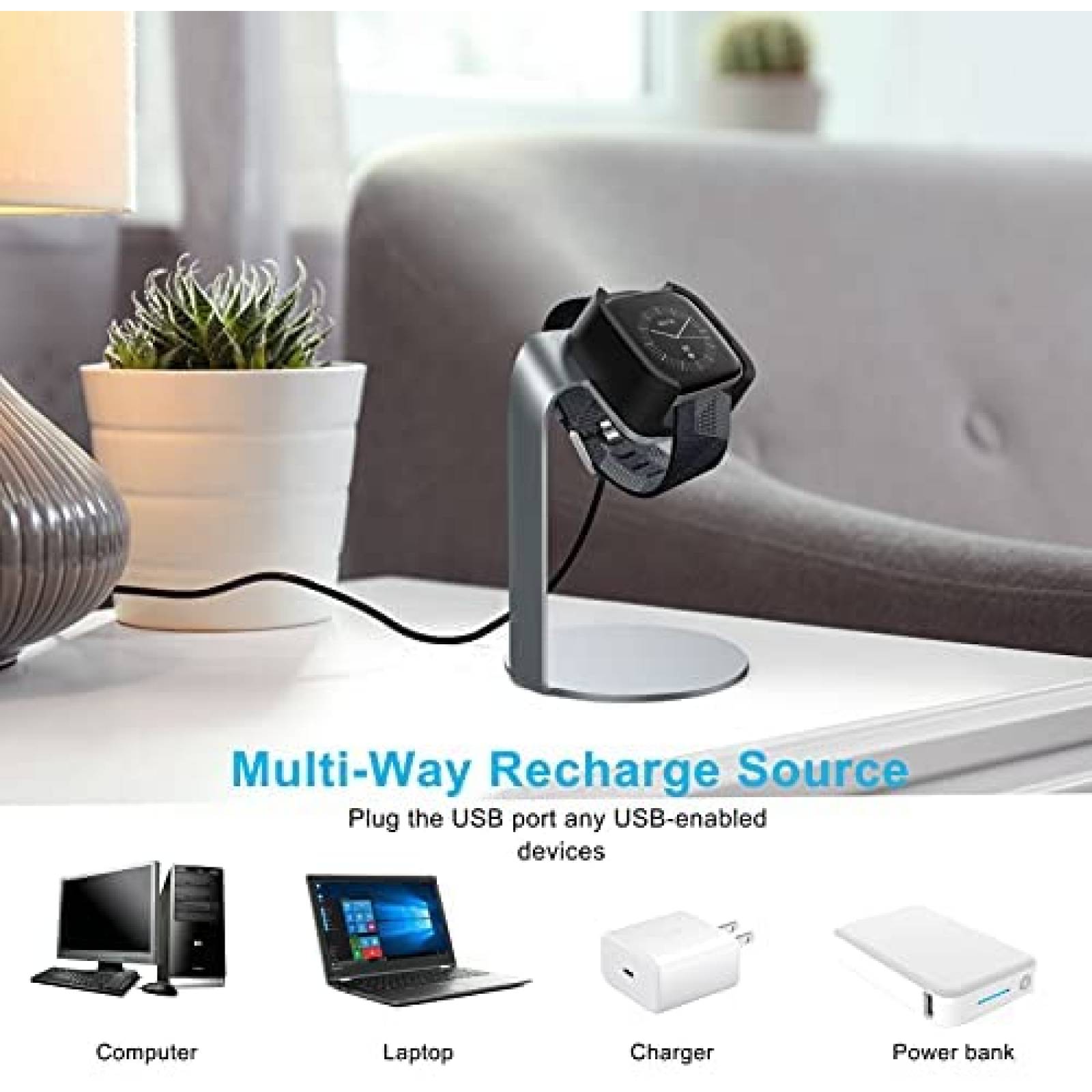 Soporte para reloj Kmasic para Fitbit Versa 2 de carga -Gris