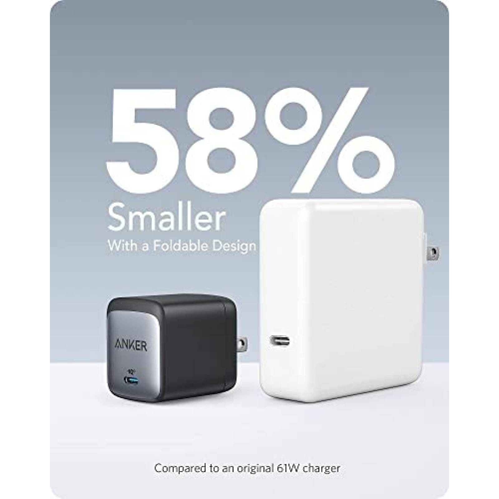 Cargador Anker Nano II USB C-C 65W GaN II PPS -Negro