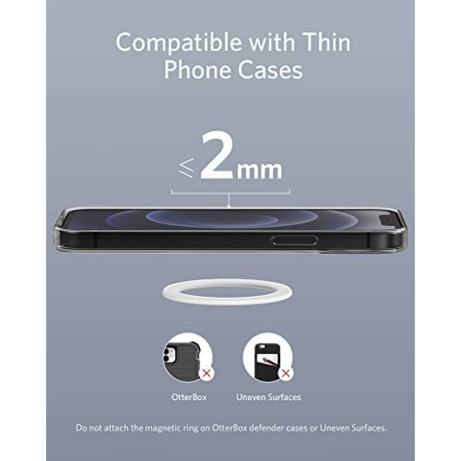 Anillo Metálico Anker 310 Ring Compatible Magnético -Blanco