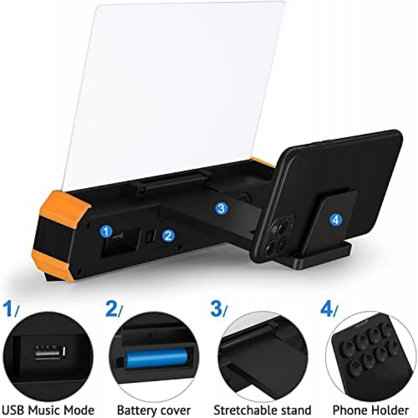 Lupa de Pantalla dizaul Para Teléfono 16''HD Con Bocina