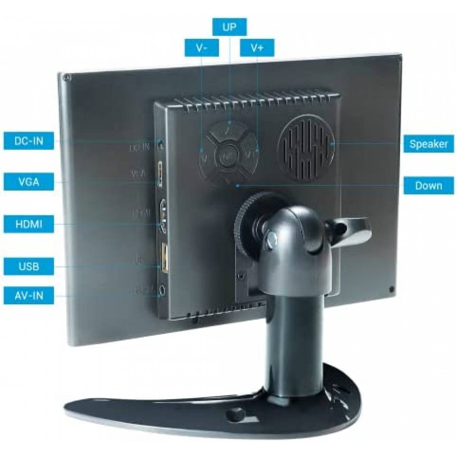 Monitor Elecrow Mini 7 Pulgadas HDMI USB AV VGA Bocina Negro