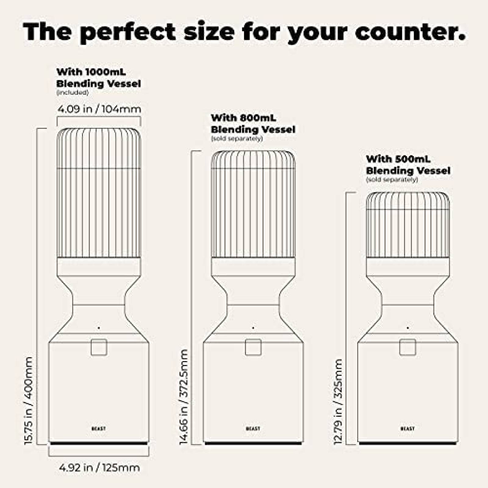 Licuadora Beast de 1000W de Acero Inoxidable -Negro