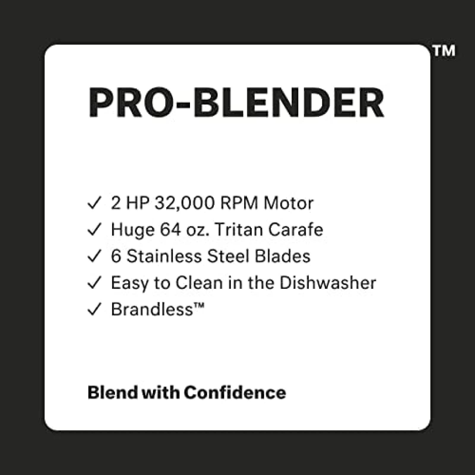 Licuadora Profesional Brandless de 9 Vel. Cap. 64 Oz. -Negro
