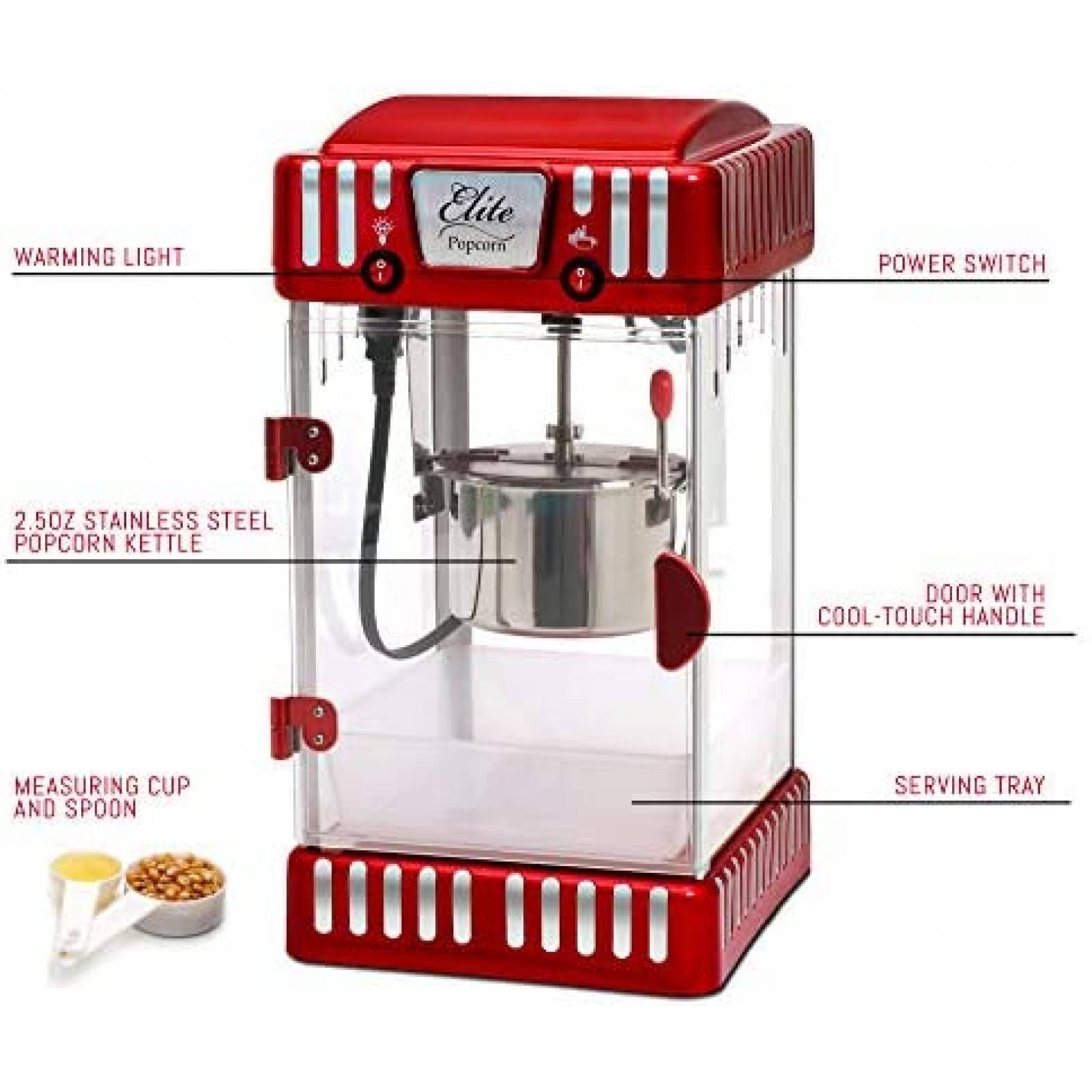 Maquina de Palomitas Elite Gourmet EPM-250 Retro -Rojo