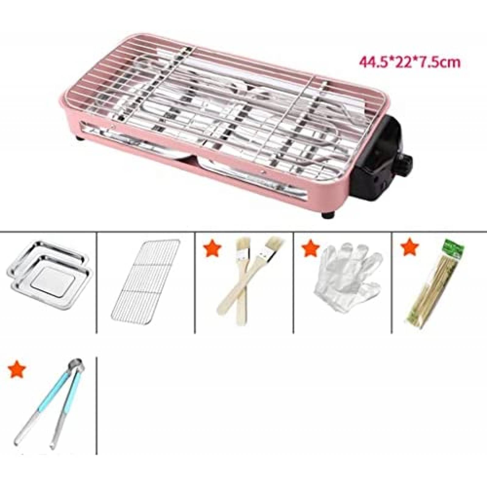 Parrilla Antiadherente Electrica O-OBDO Control Termico Rosa